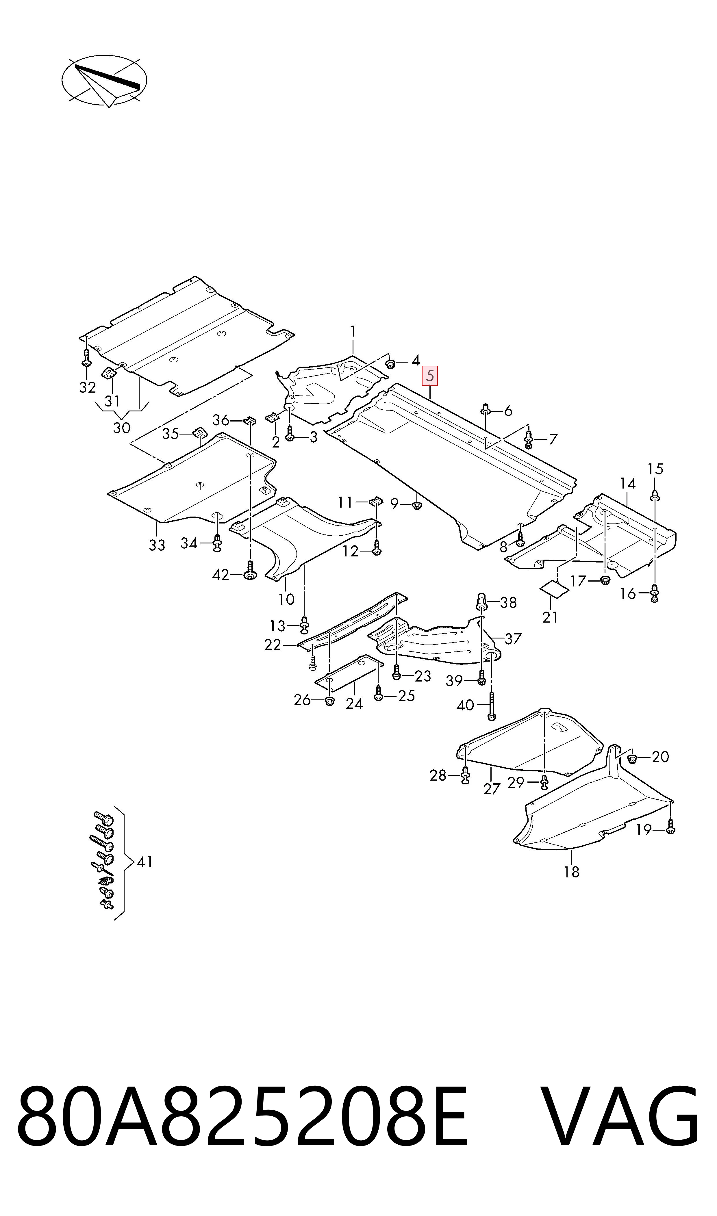 80A825208E VAG Proteção de fundo direita