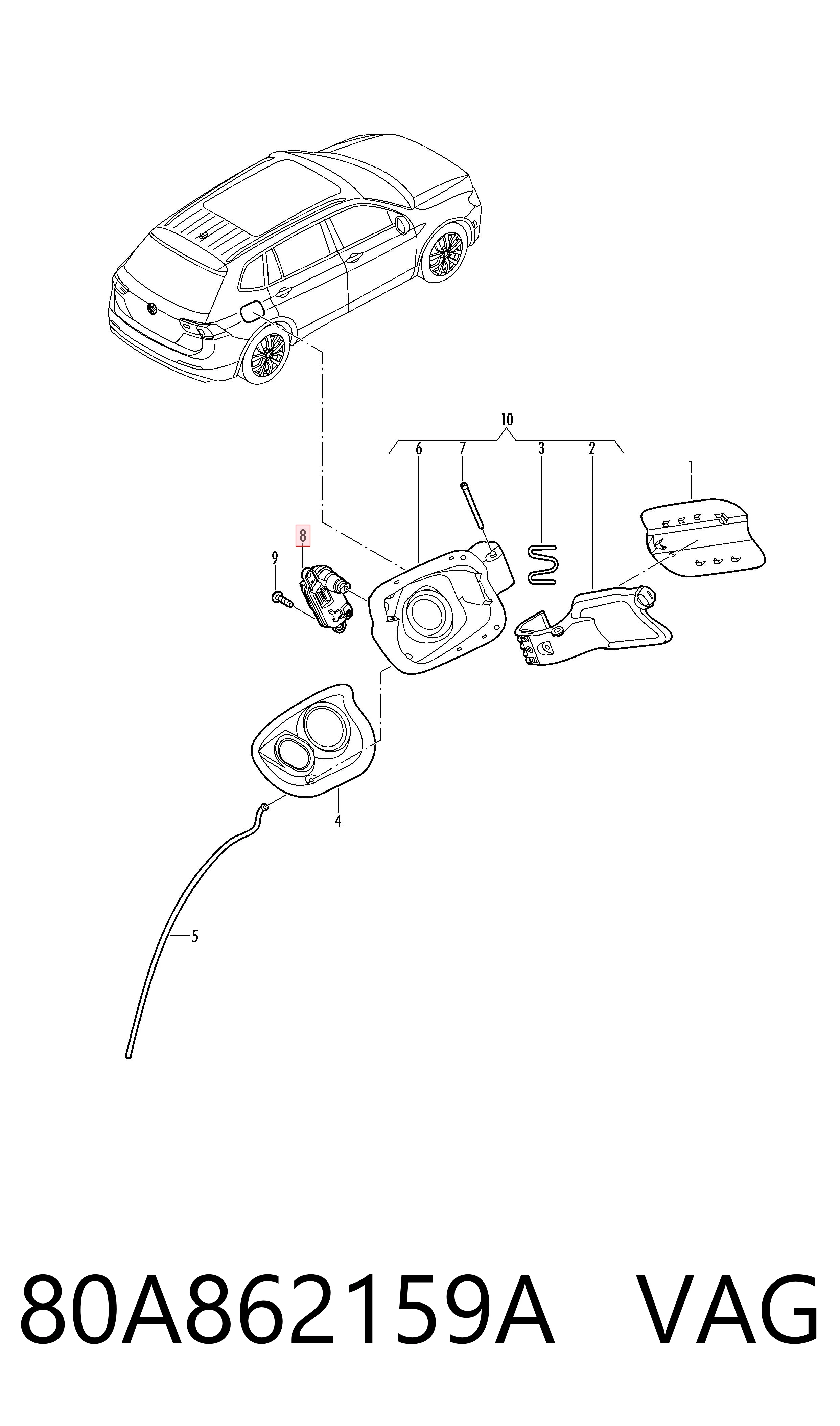 Motor acionador de abertura do alcapão de tanque VAG 80A862159A preço, a partir de 55,35 USD
