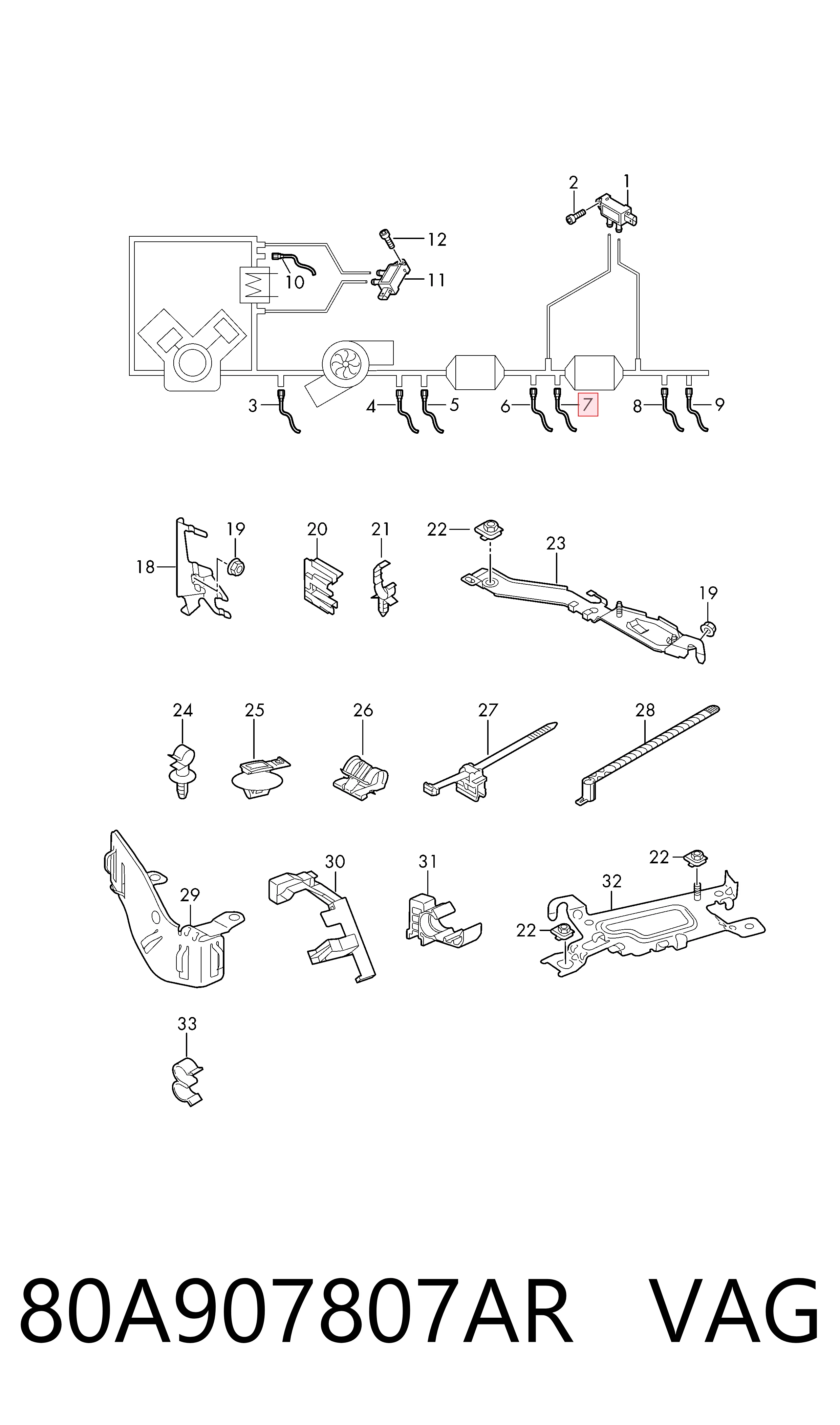80A907807AR VAG Sensor de óxidos de nitrogênio NOX