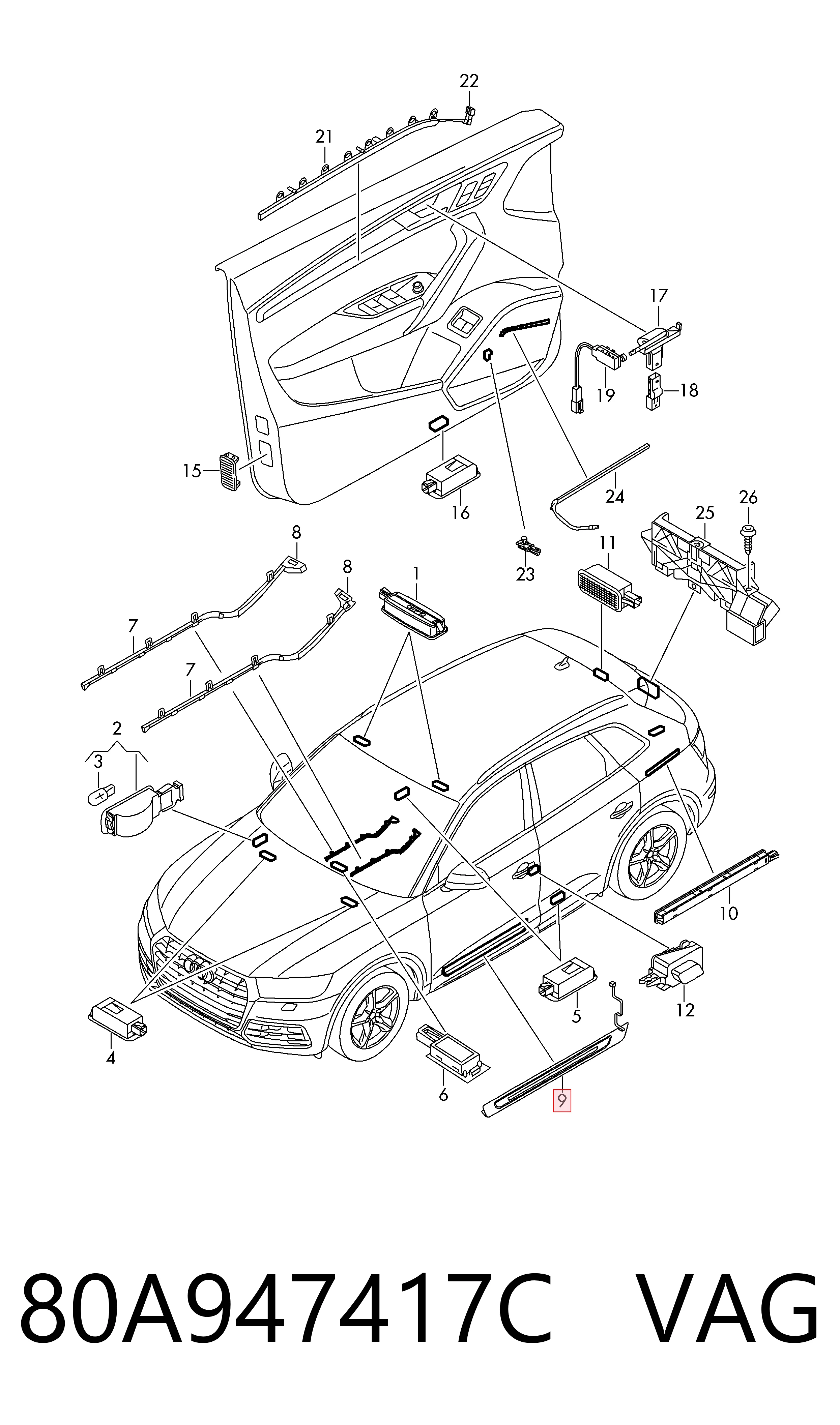  VAG 80A947417C preço, a partir de 97,64 USD