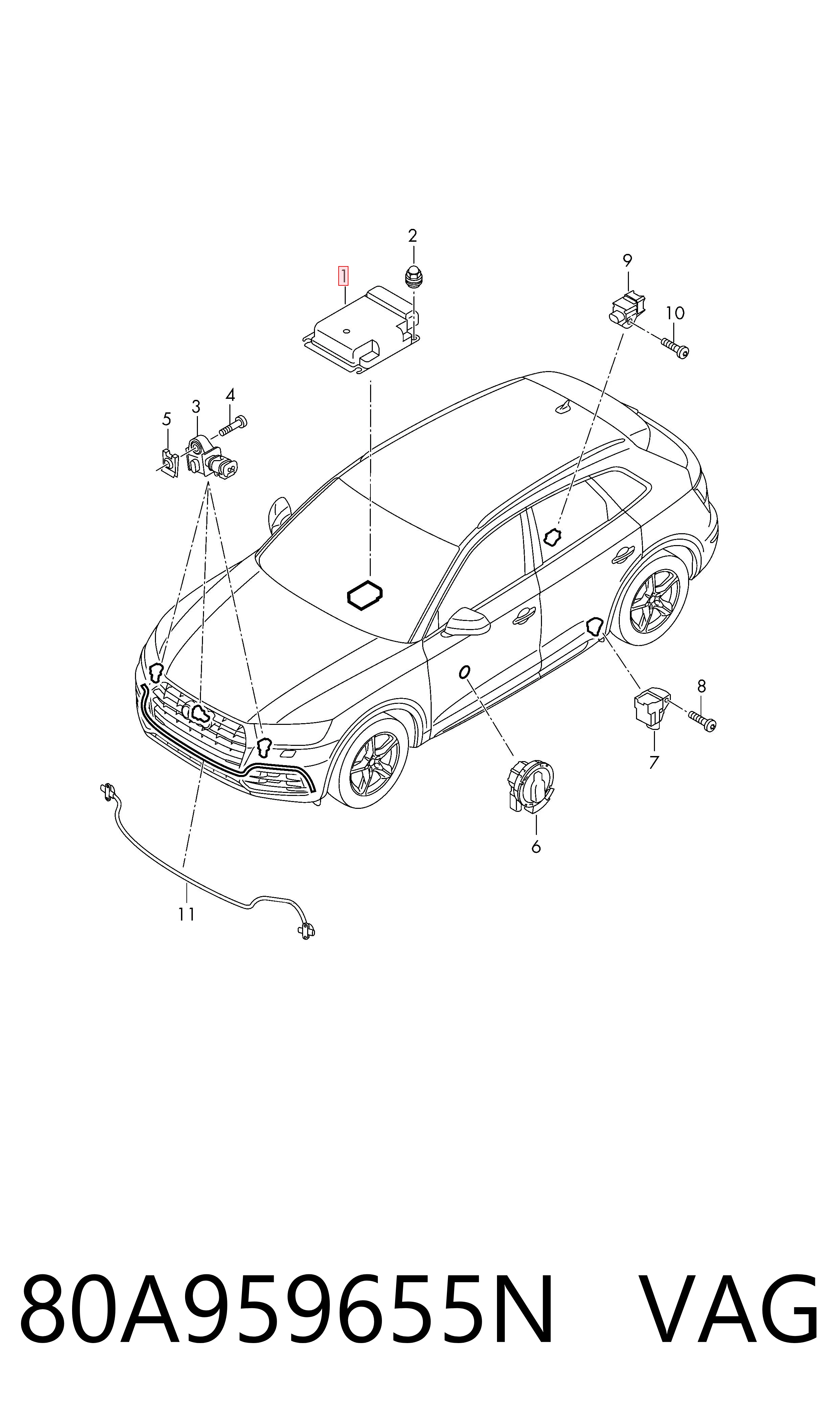 Módulo processador de controlo da bolsa de ar (Centralina eletrônica AIRBAG) VAG 80A959655N preço, a partir de 527,80 USD