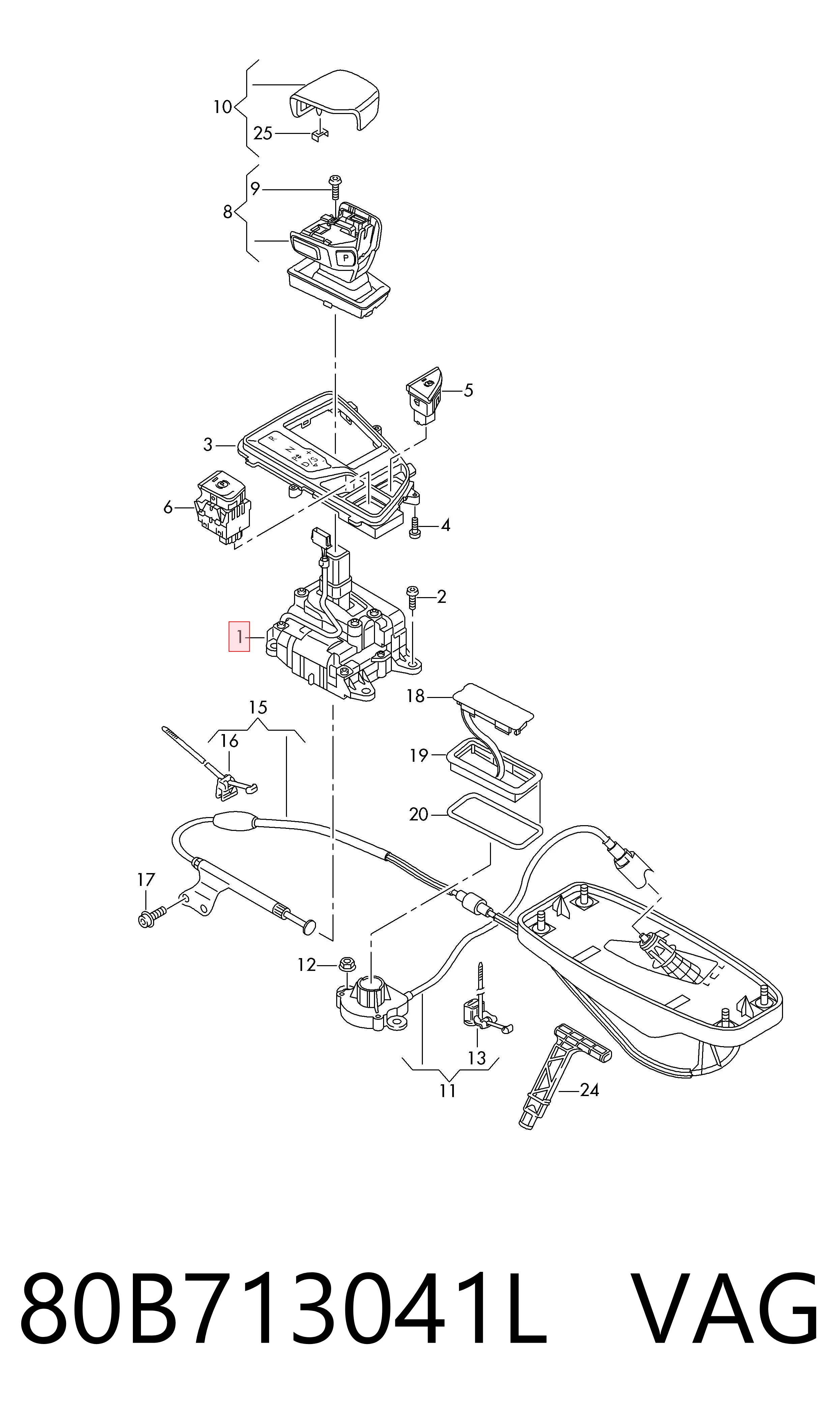 Mecanismo de mudança (ligação) Audi Q5  FYB, FYG