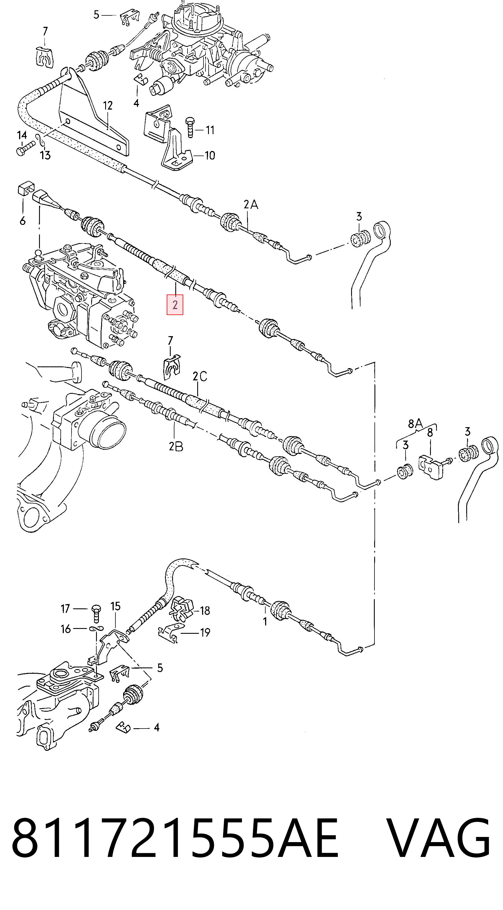 Cabo/pedal de gás (de acelerador) Audi 80 B2 81, 85
