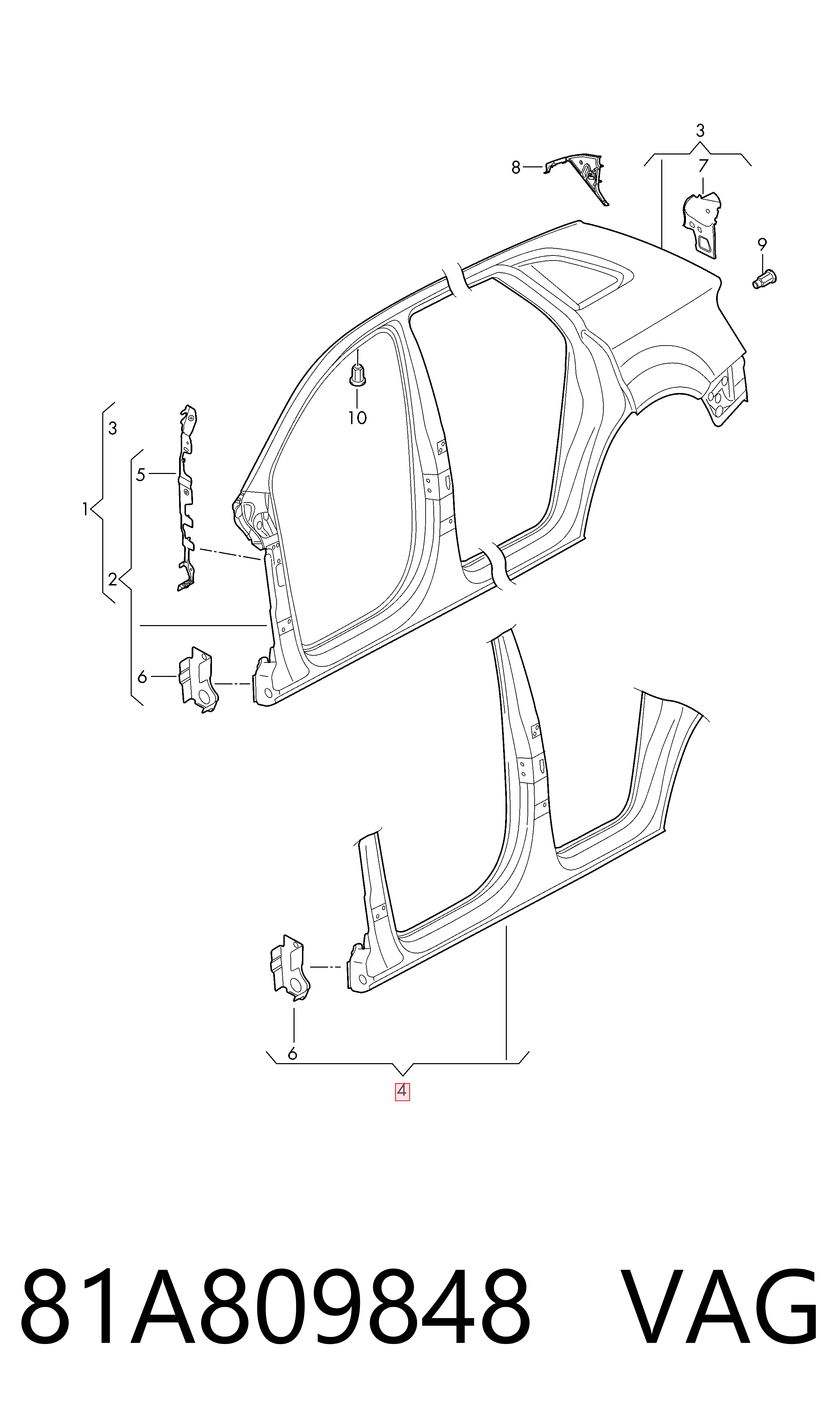 Acesso externo direito Audi Q2 GAB, GAG ao melhor preço