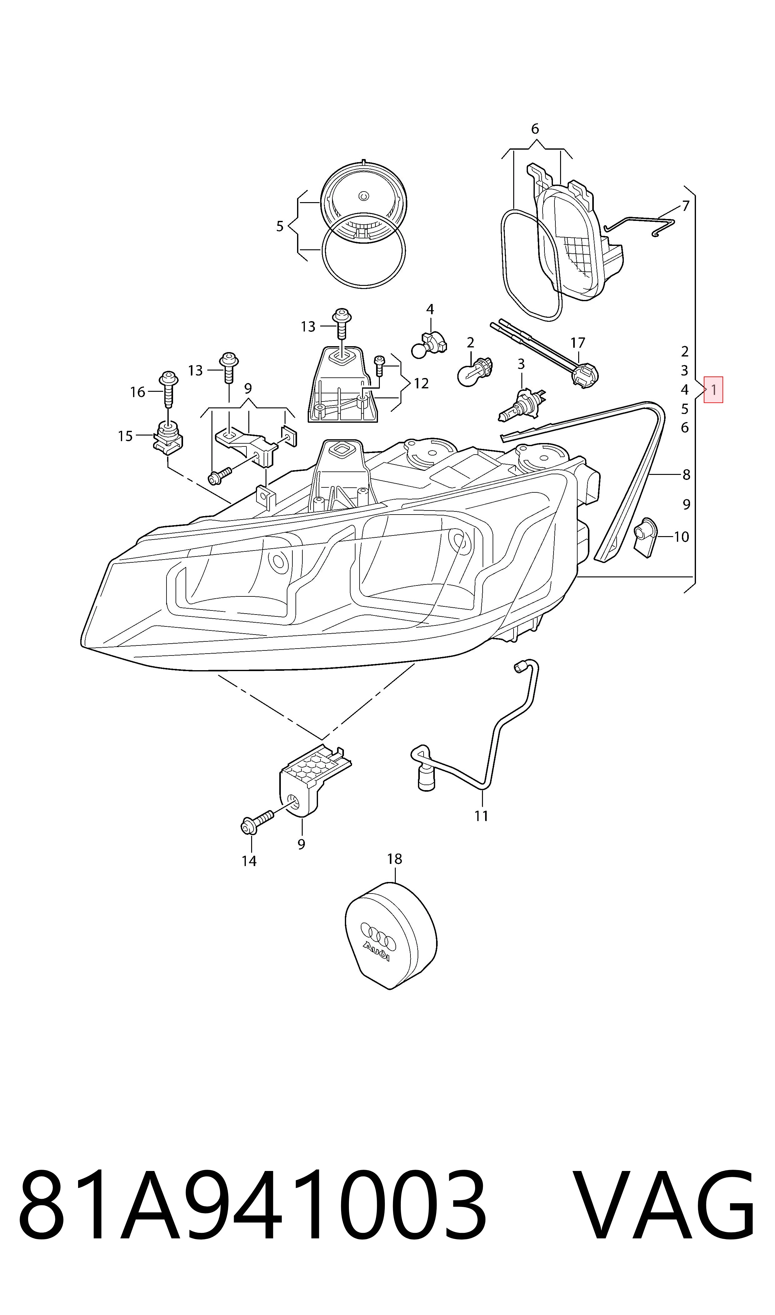  Luz esquerda Audi Q2 SUV (GAB, GAG) (2016 - 2026) 