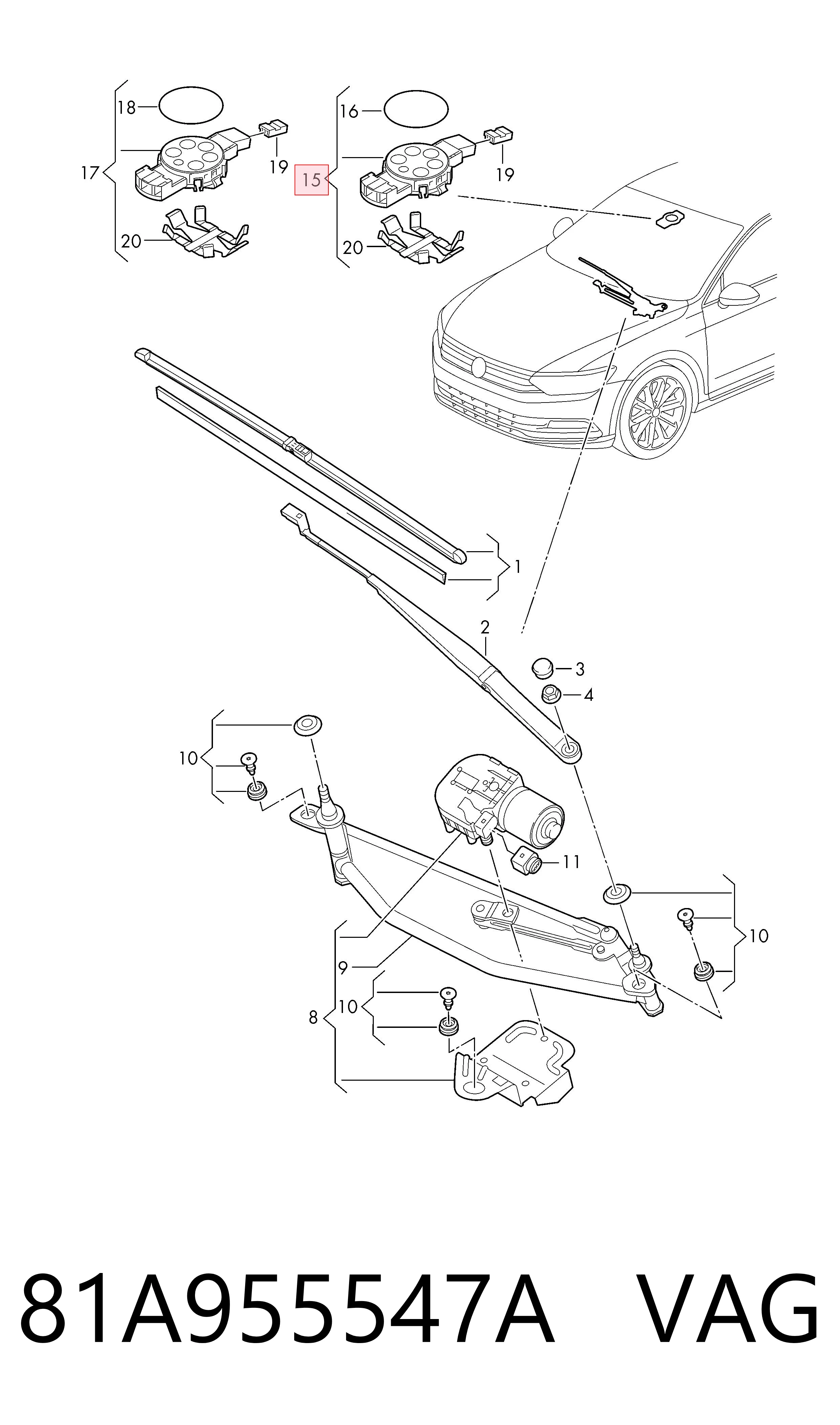 81A955547A VAG Sensor de chuva
