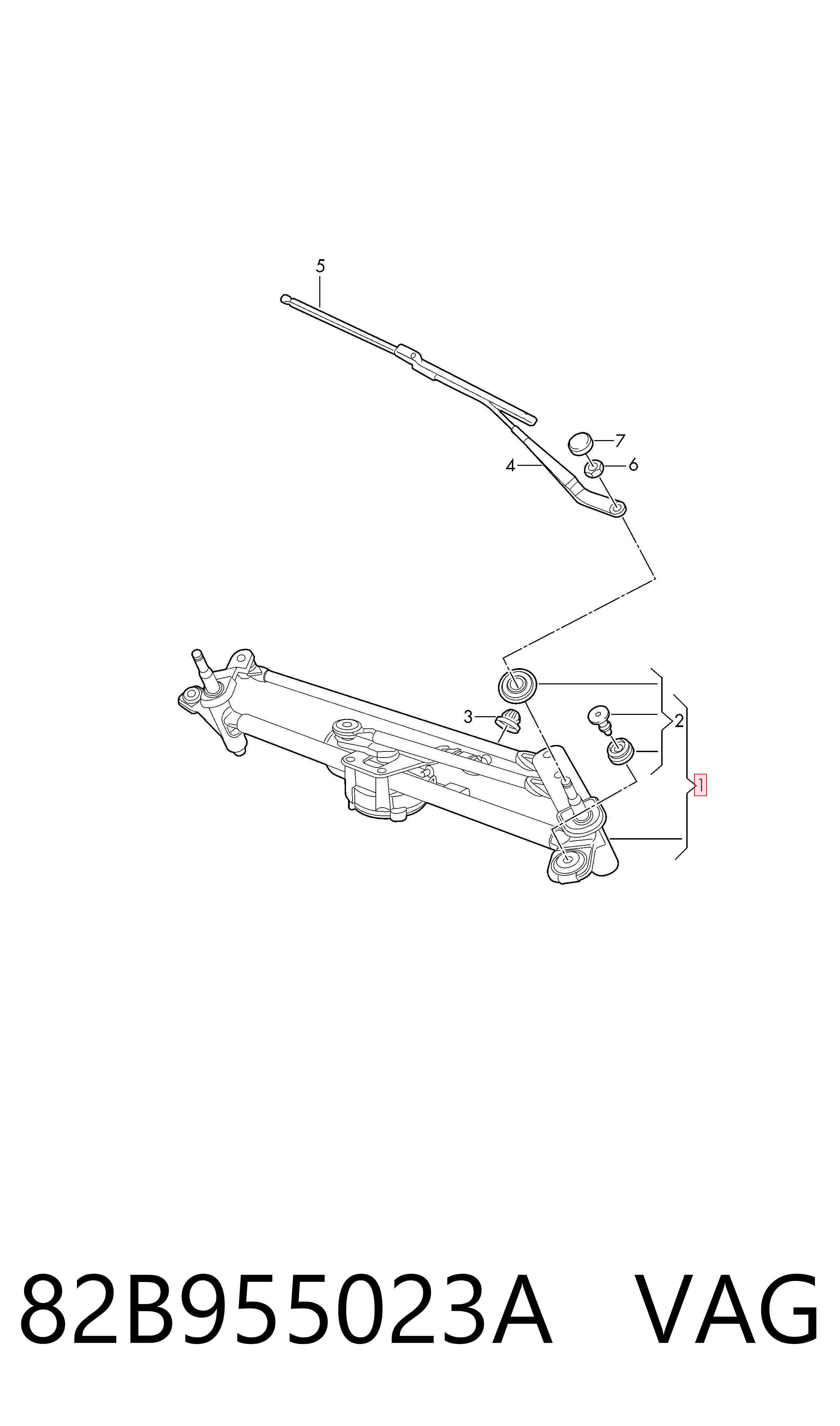 Trapézio de limpador pára-brisas Audi A1 Sportback GBA