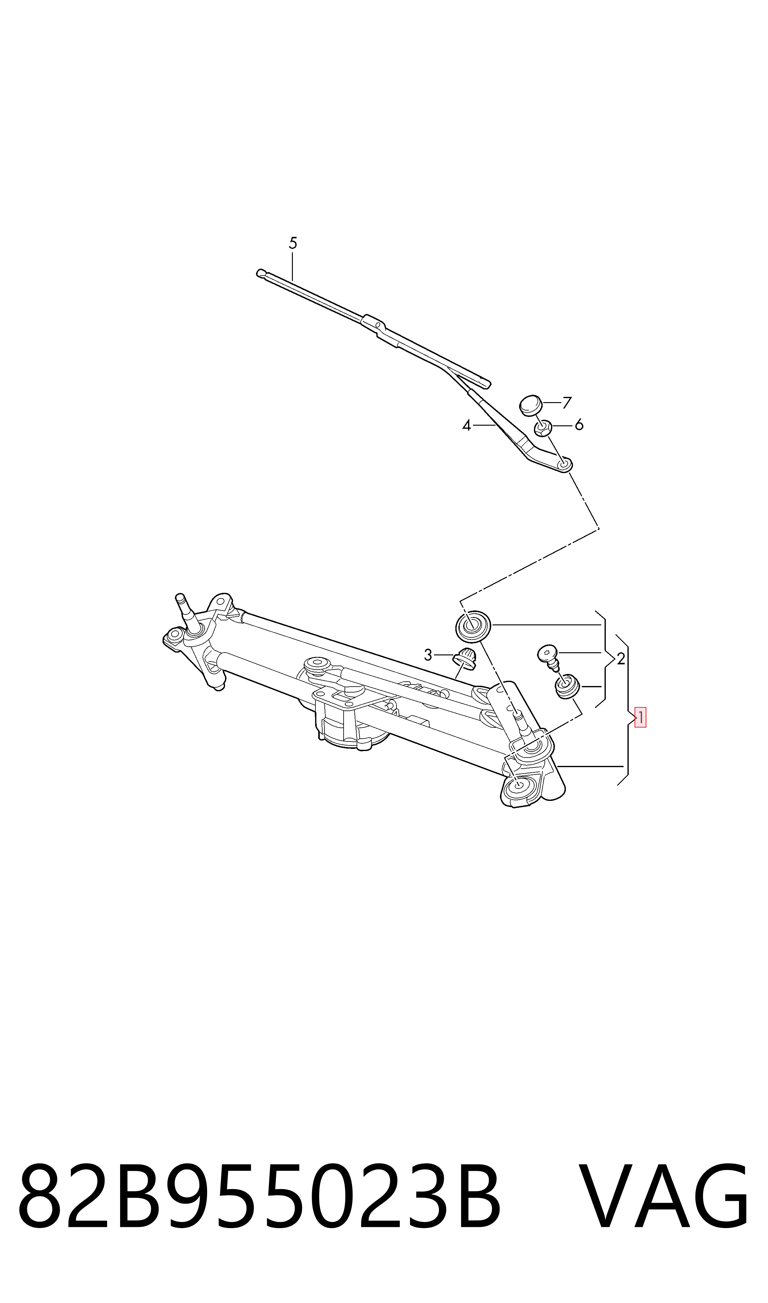  Trapézio de limpador pára-brisas Audi A1 Sportback hatchback (GBA) (2018 - 2026) Sportback