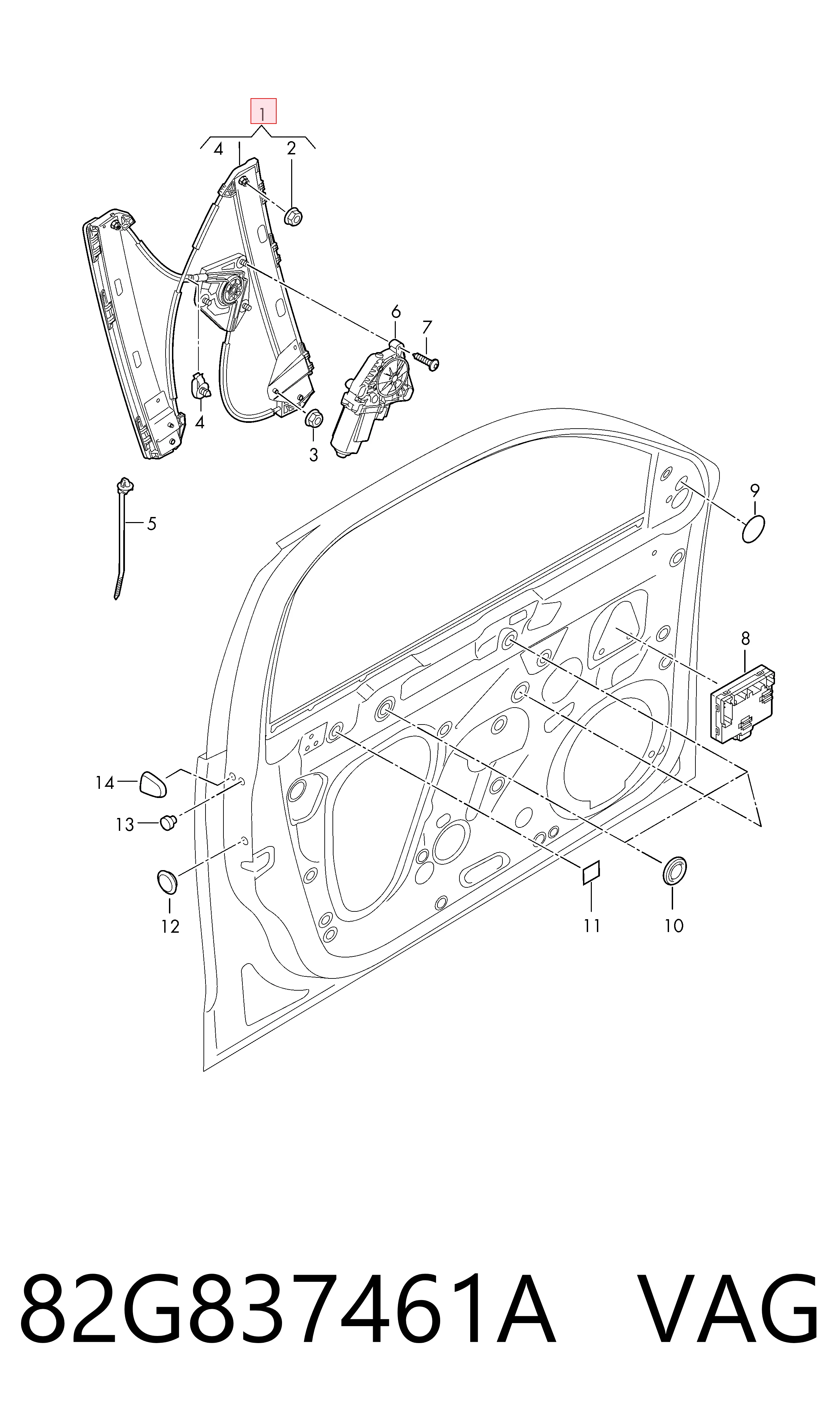 Mecanismo de acionamento de vidro da porta dianteira esquerda para Audi A1 Sportback GBA