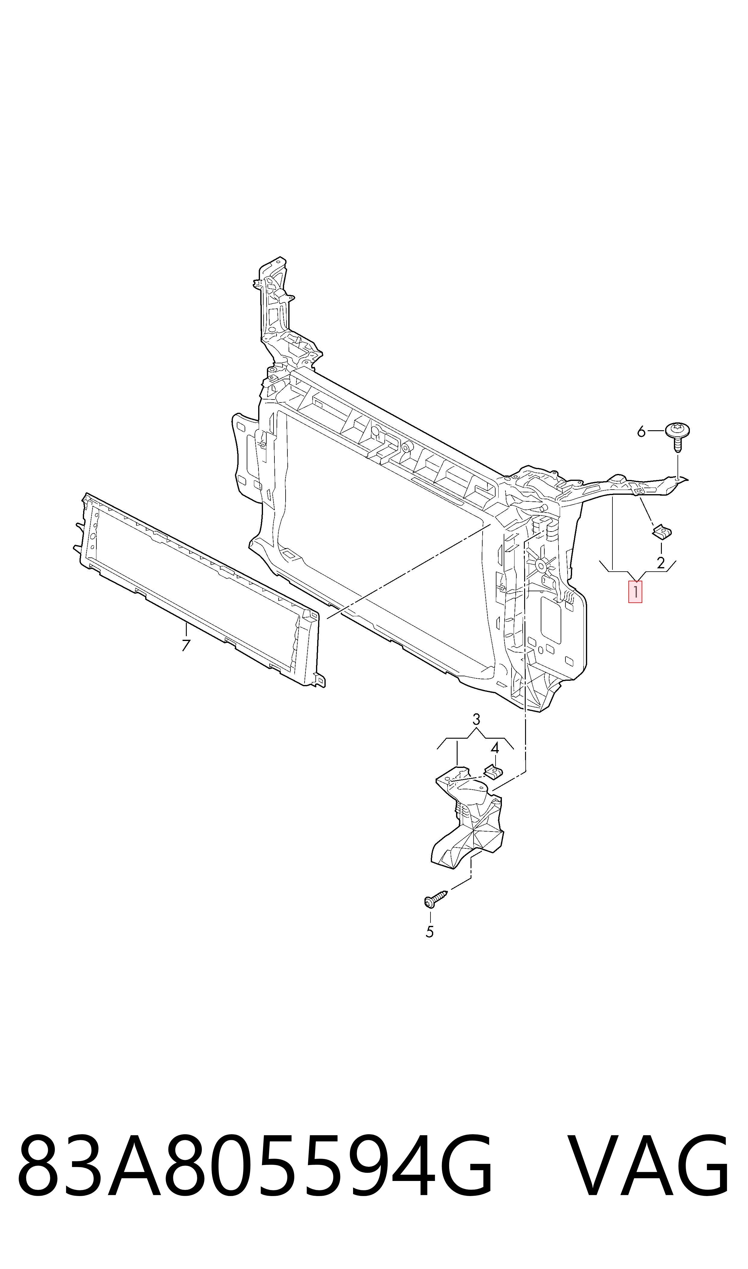 Suporte do radiador montado (painel de montagem de fixação das luzes) para Audi Q3  F3B