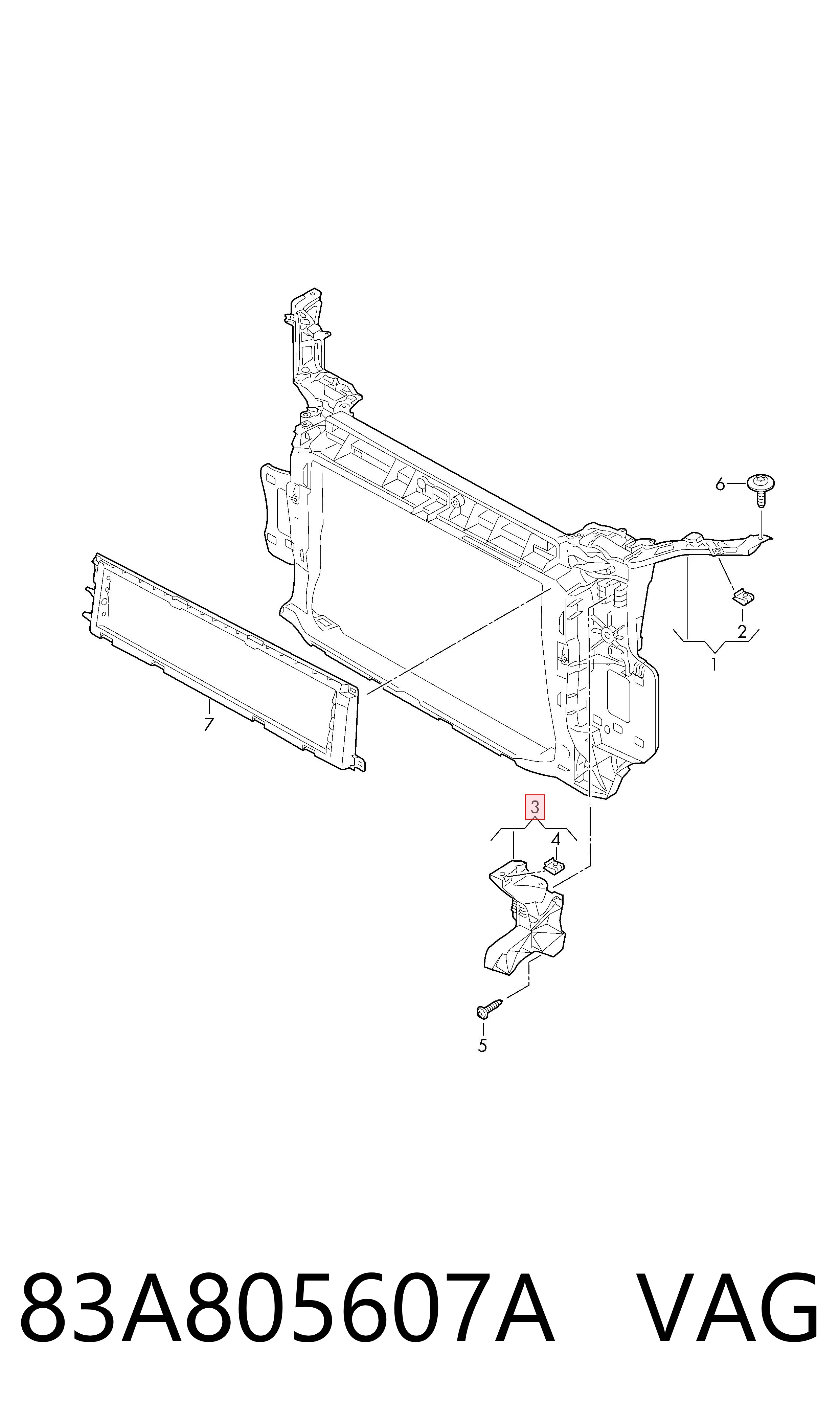 83A805607A VAG Consola (adaptador) de fixação da luz dianteira esquerda