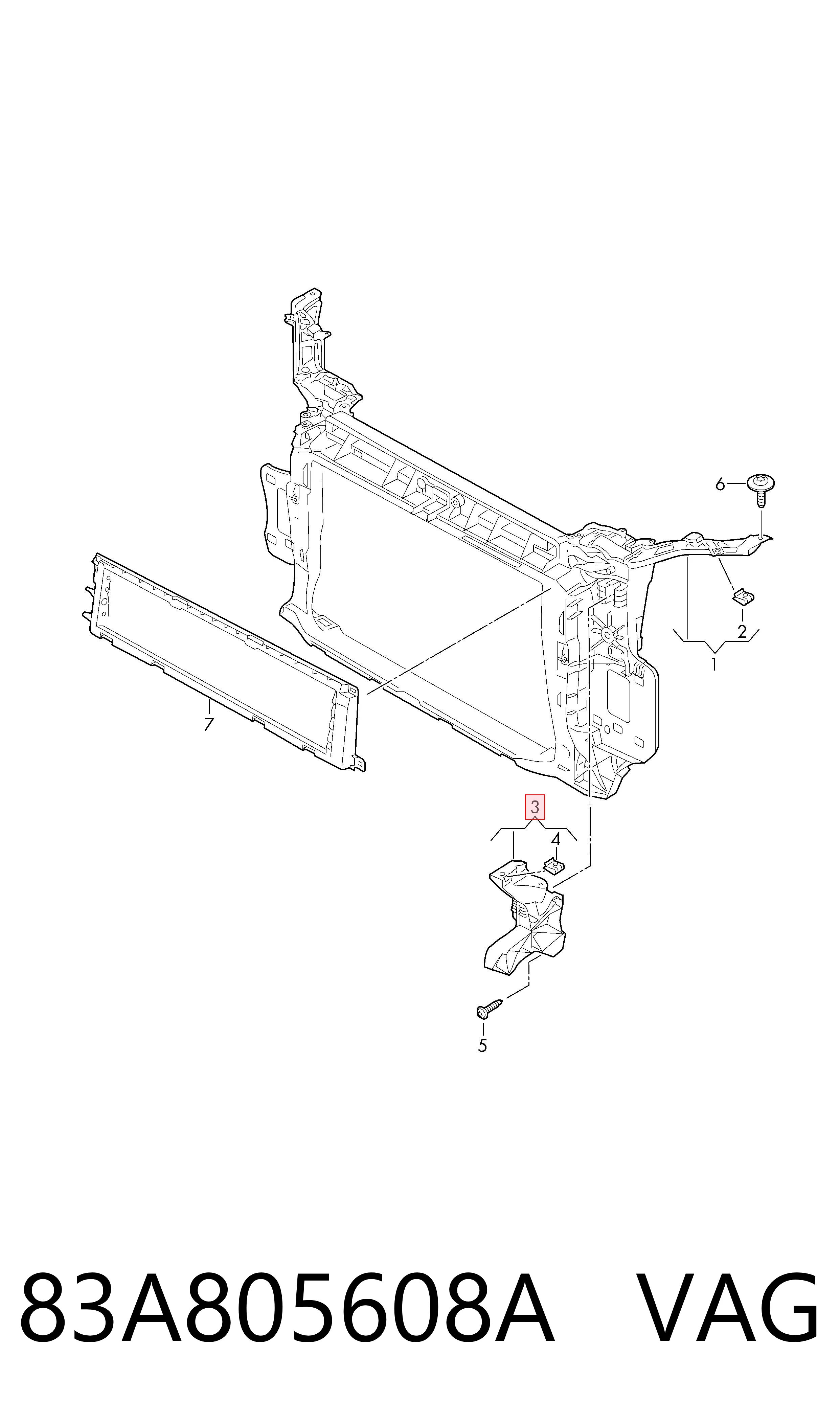 83A805608A VAG Consola (adaptador) de fixação da luz dianteira direita