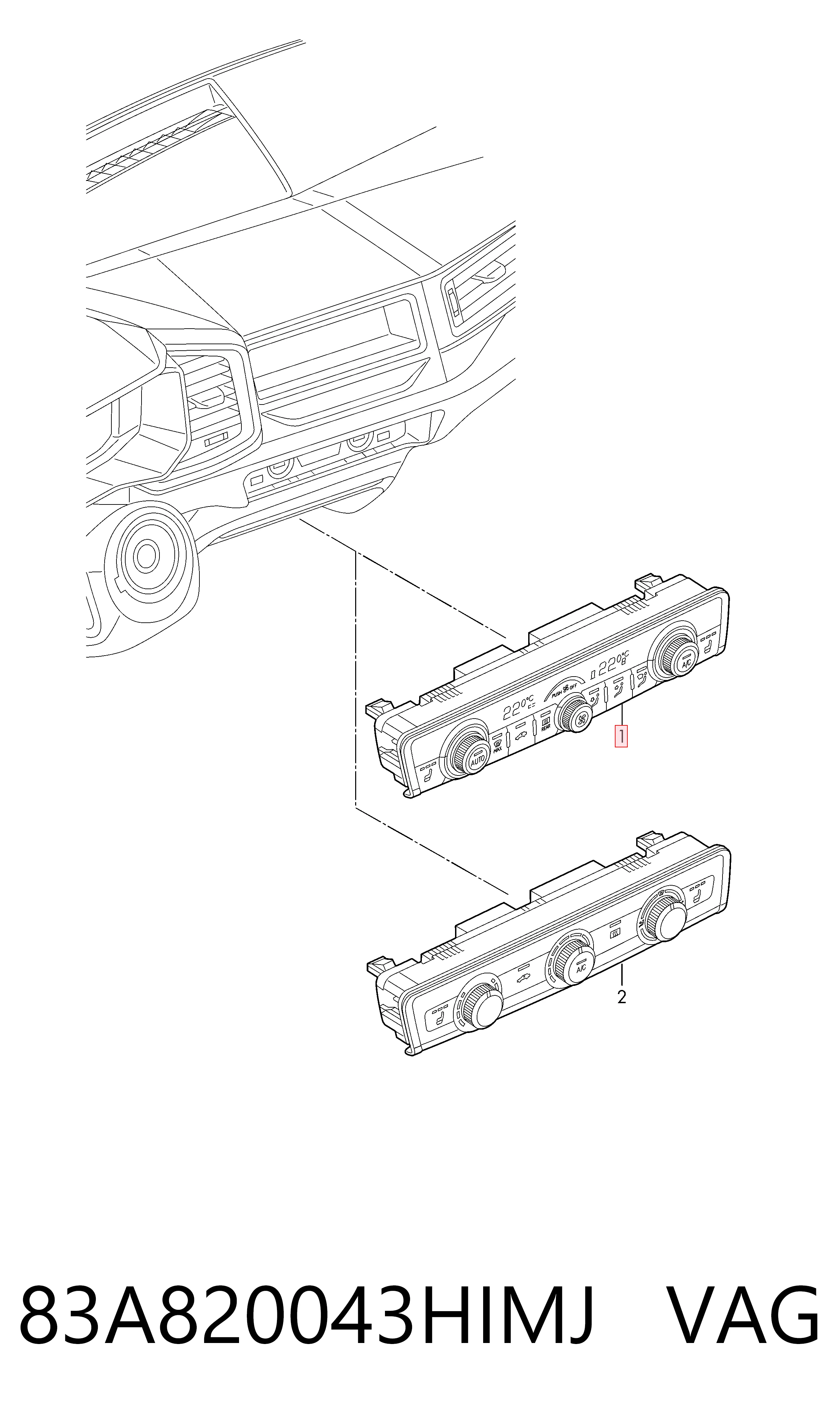 Unidade de controlo dos modos de aquecimento/condicionamento Audi A1 Sportback GBA