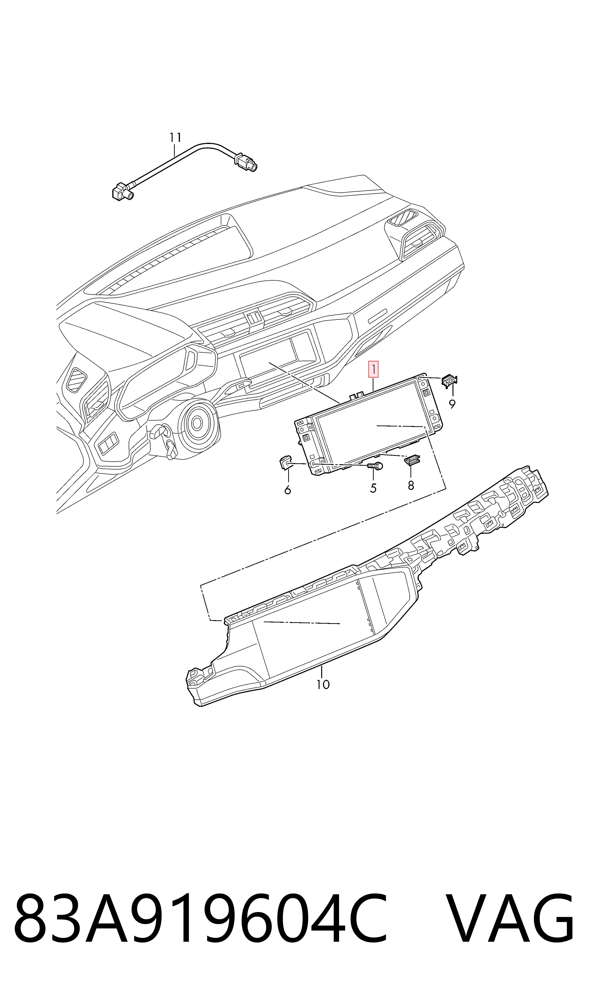  Mostrador multifuncional Audi Q3 SUV (F3B) (2018 - 2026) 