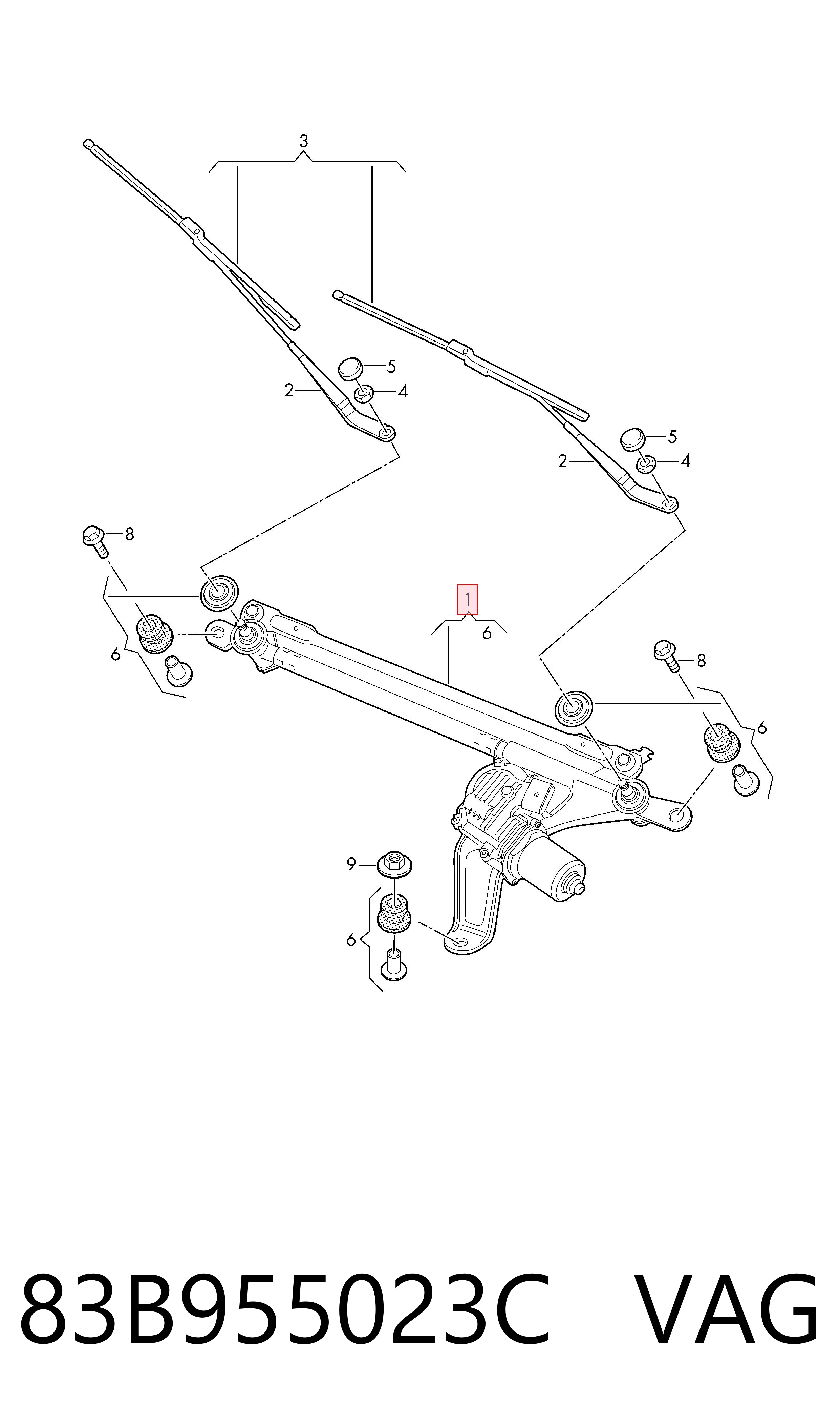 Trapézio de limpador pára-brisas para Audi Q3  F3B