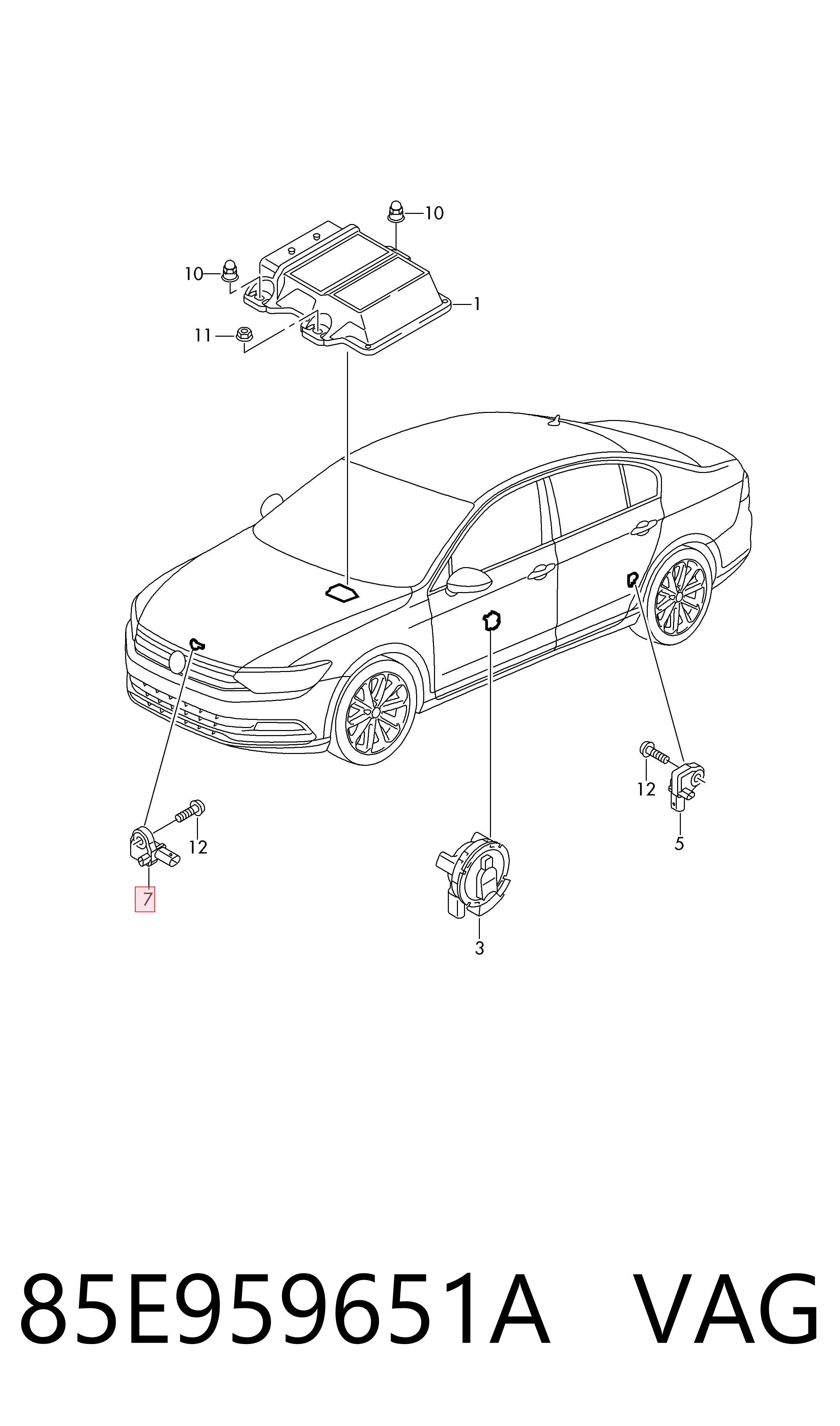 Sensor AIRBAG dianteiro VAG 85E959651A preço, a partir de 221,85 USD