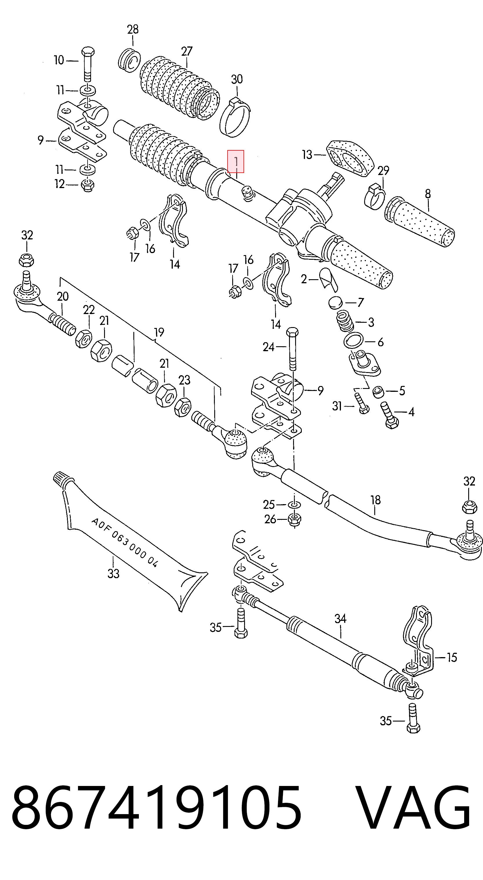 Cremalheira da direção VW53M WAT