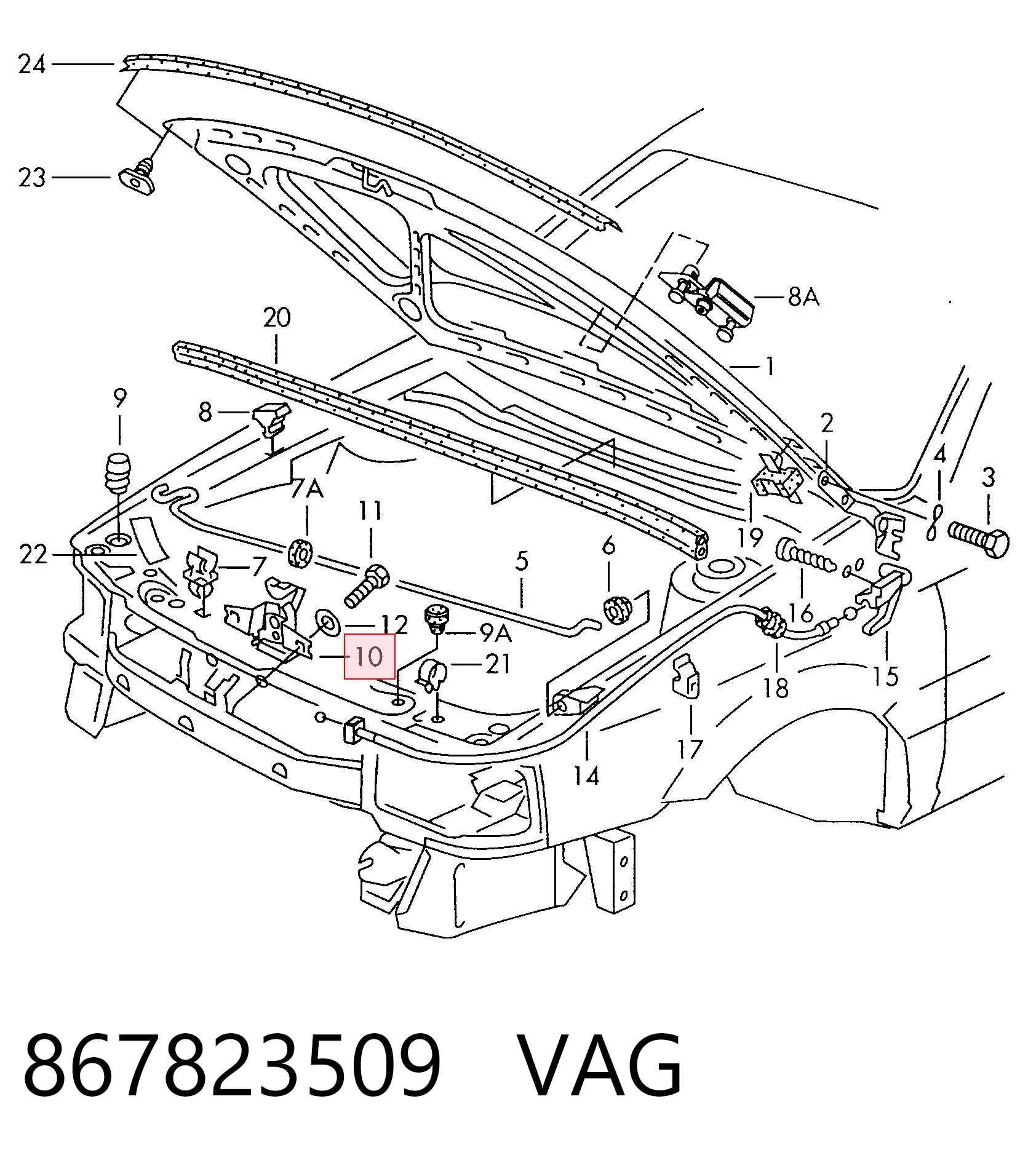 Fecho da capota Volkswagen Passat B3, B4 3A2, 351, 312