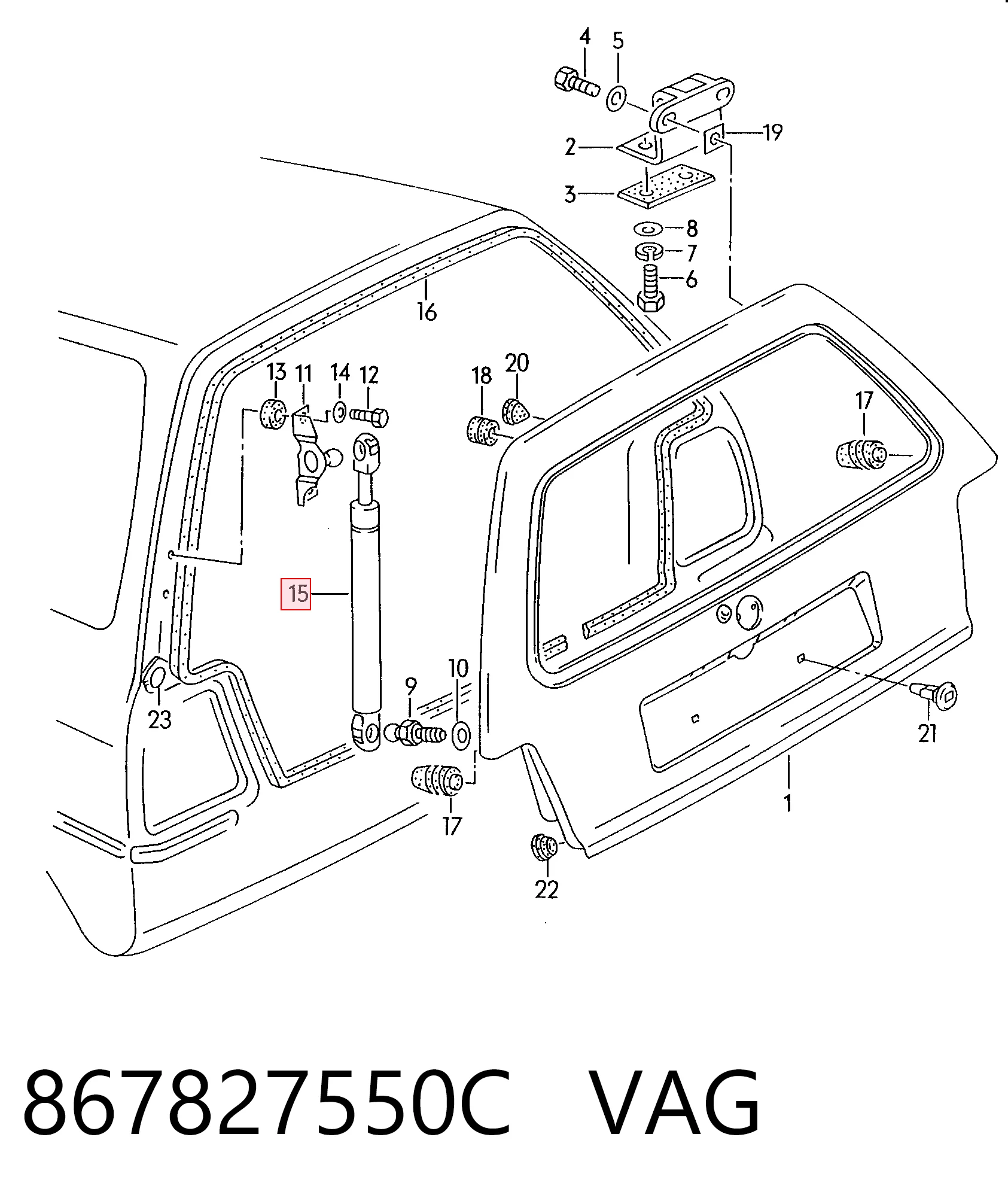 Amortecedor de tampa de porta-malas (de 3ª/5ª porta traseira) Volkswagen Polo II 86C ao melhor preço
