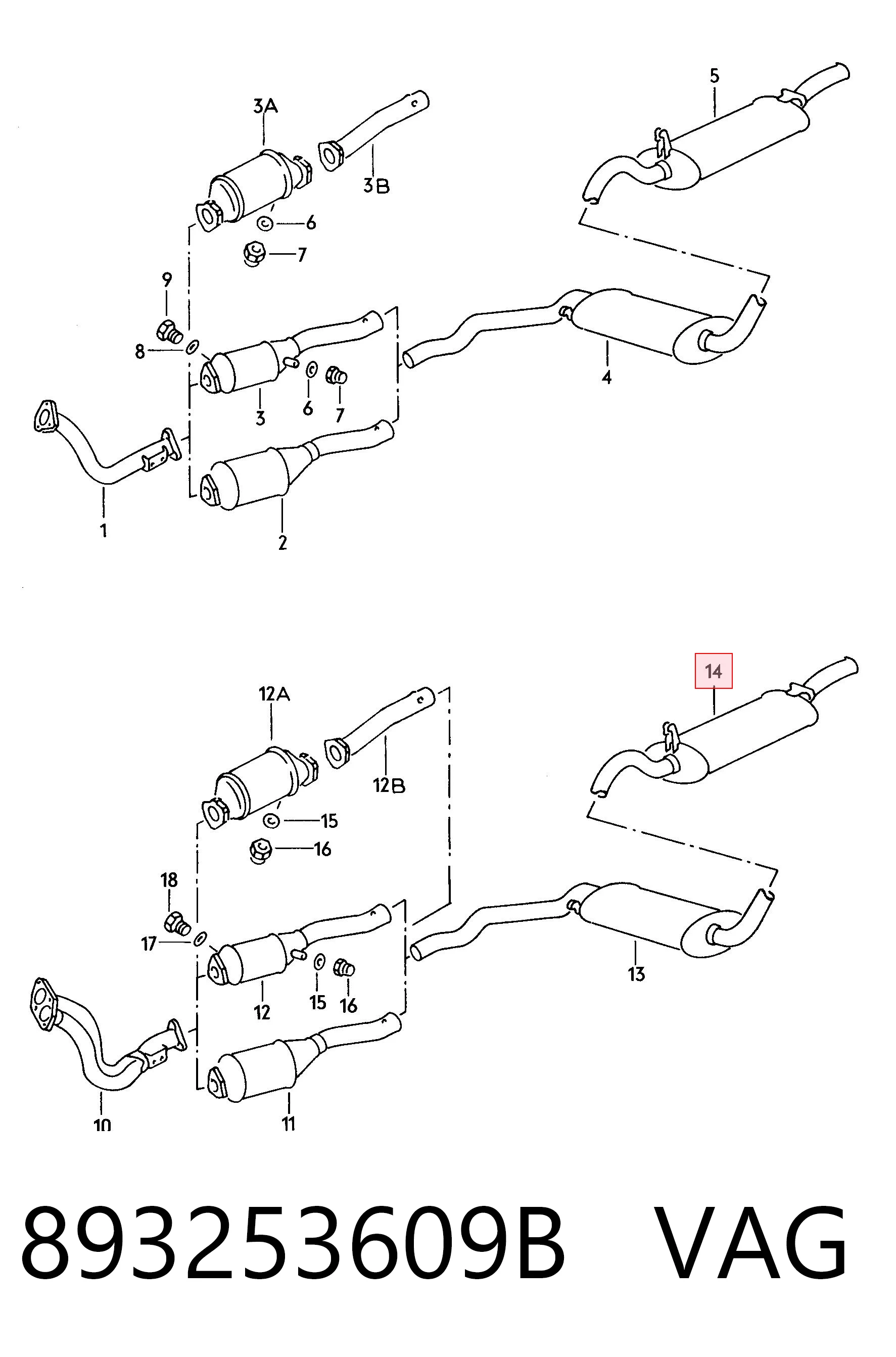 Silenciador, parte traseira Audi 80  89, 89Q, 8A ao melhor preço