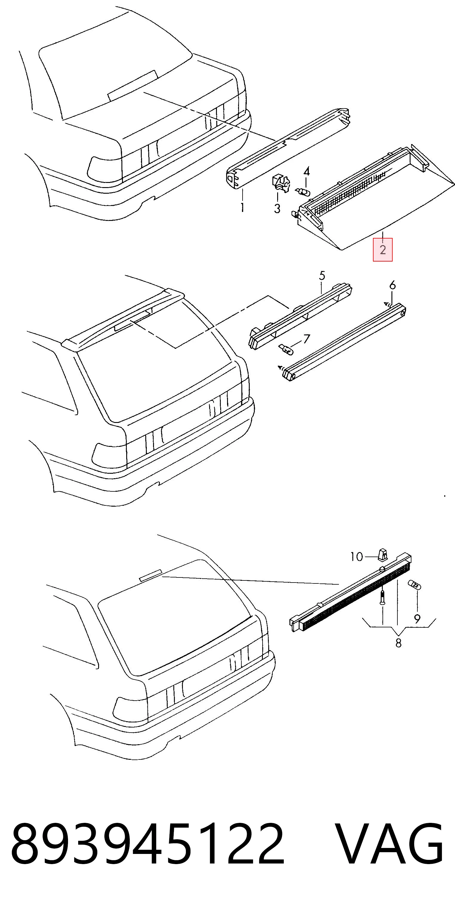 Sinal de parada traseiro adicional Audi 80 89, 89Q, 8A ao melhor preço