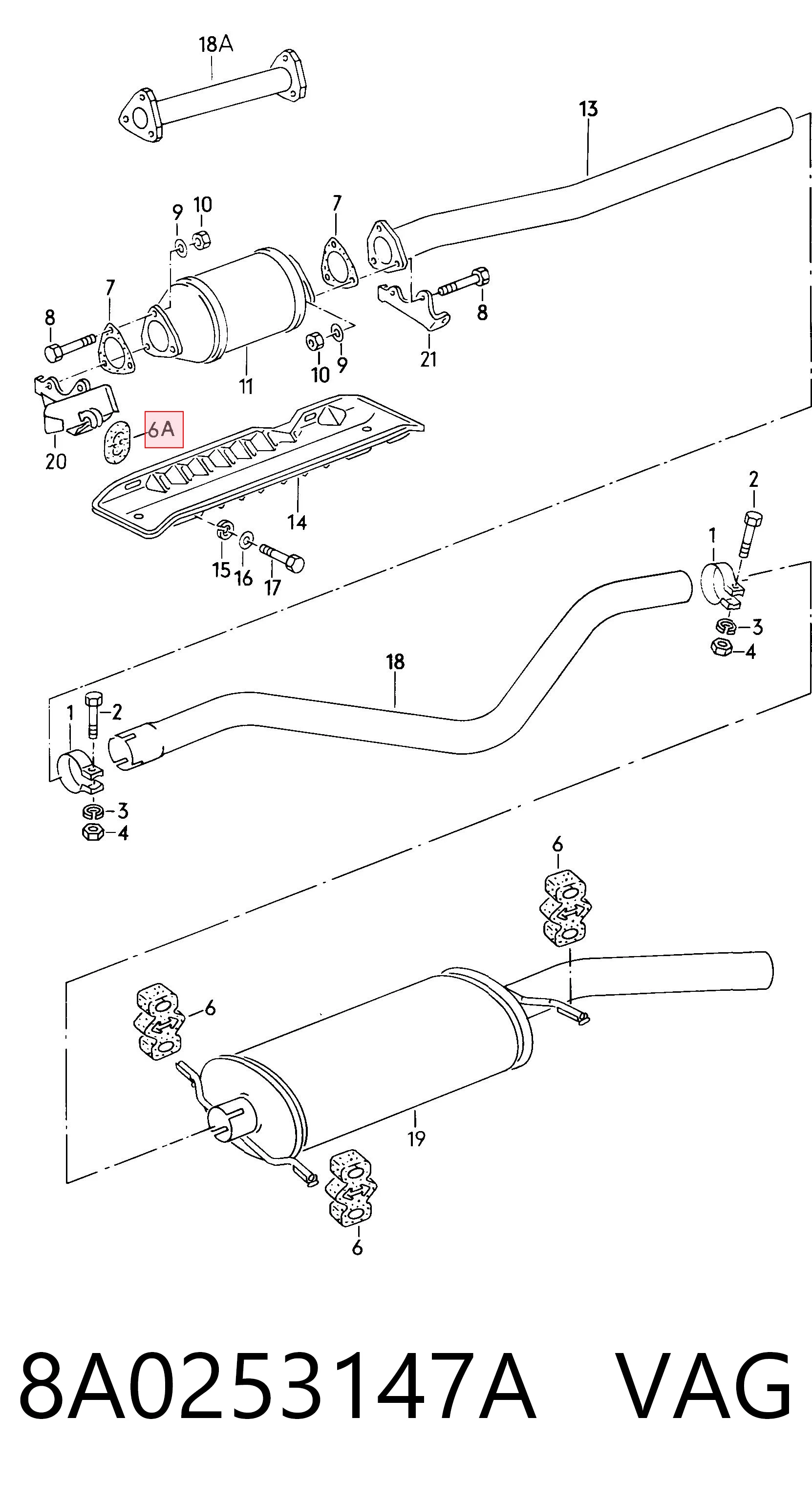 8A0253147A VAG Coxim de fixação do silenciador