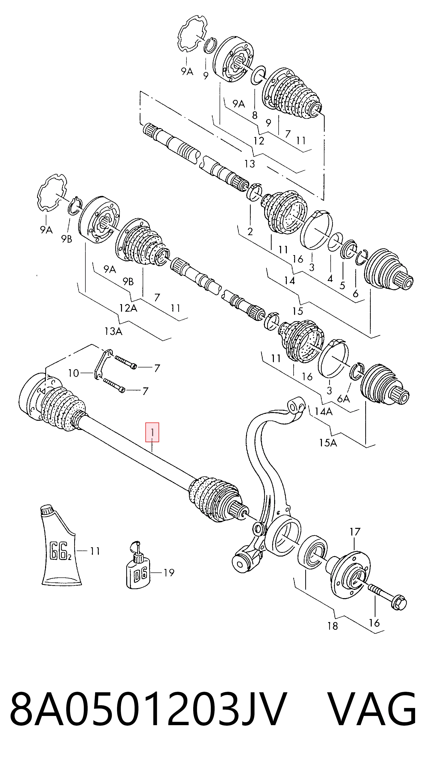 Semieixo traseiro para Audi A4 B5 8D2