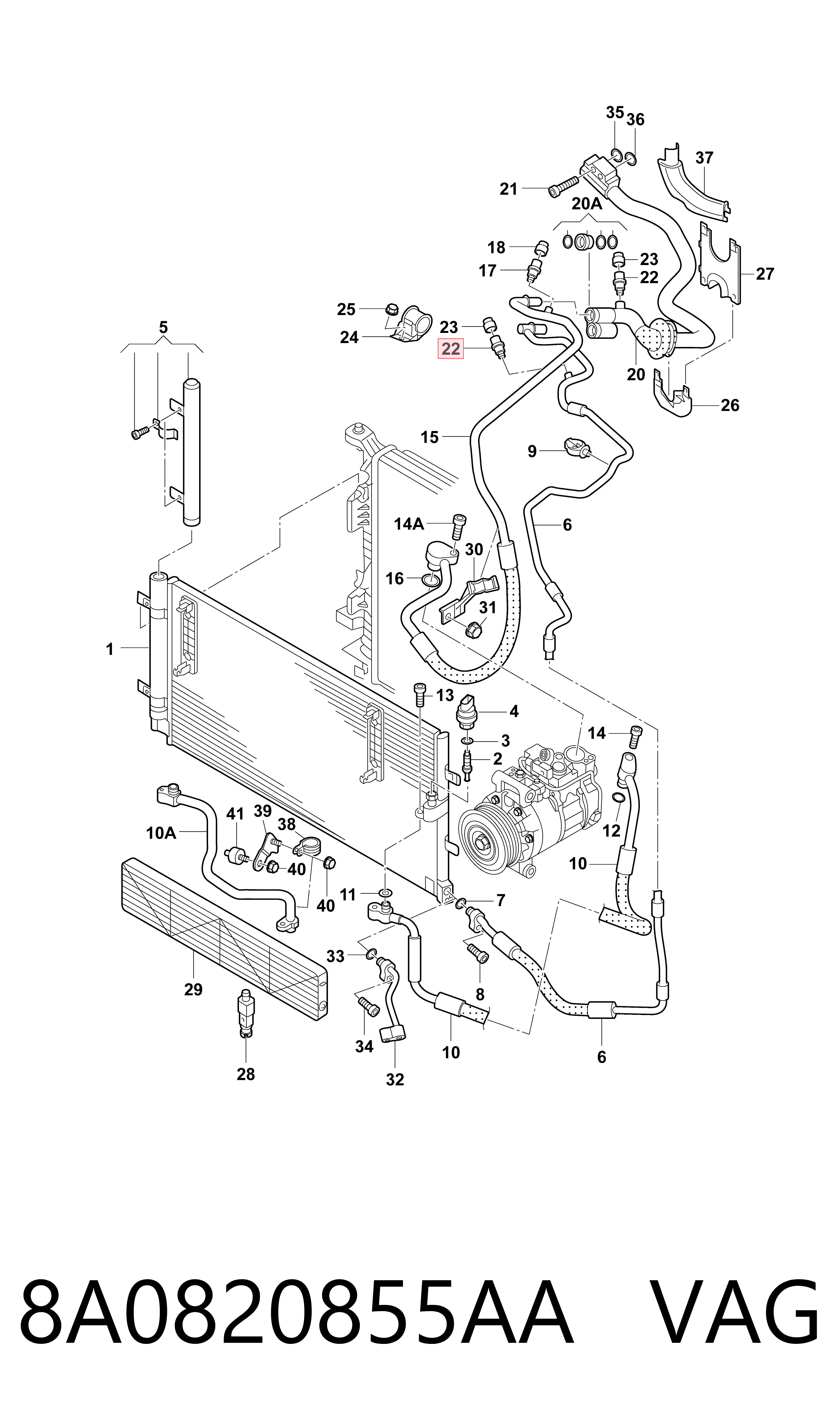 8A0820855AA VAG Válvula TRV de aparelho de ar condicionado