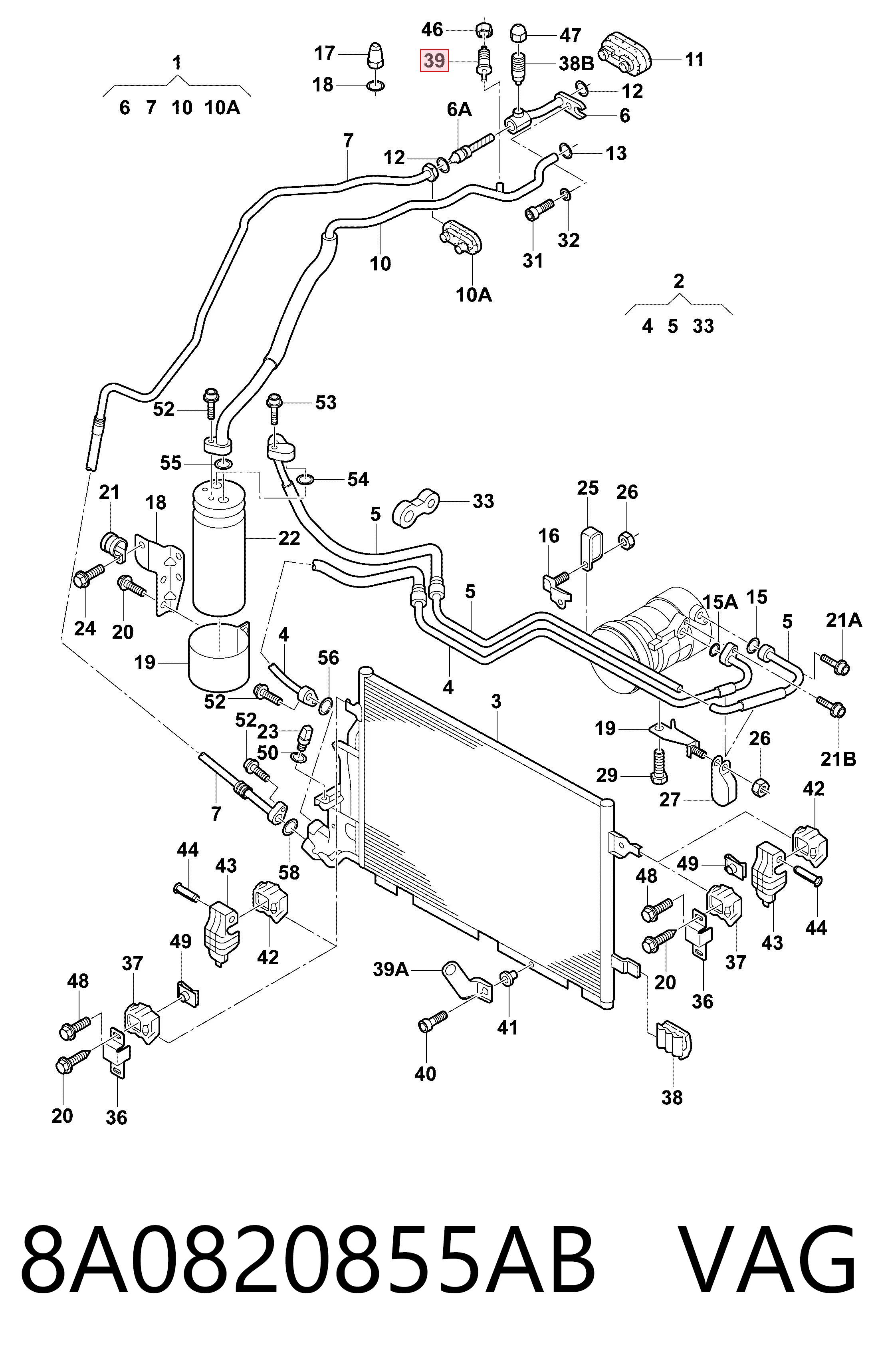 K68086134AA Fiat/Alfa/Lancia Válvula de reabastecimento de aparelho de ar condicionado