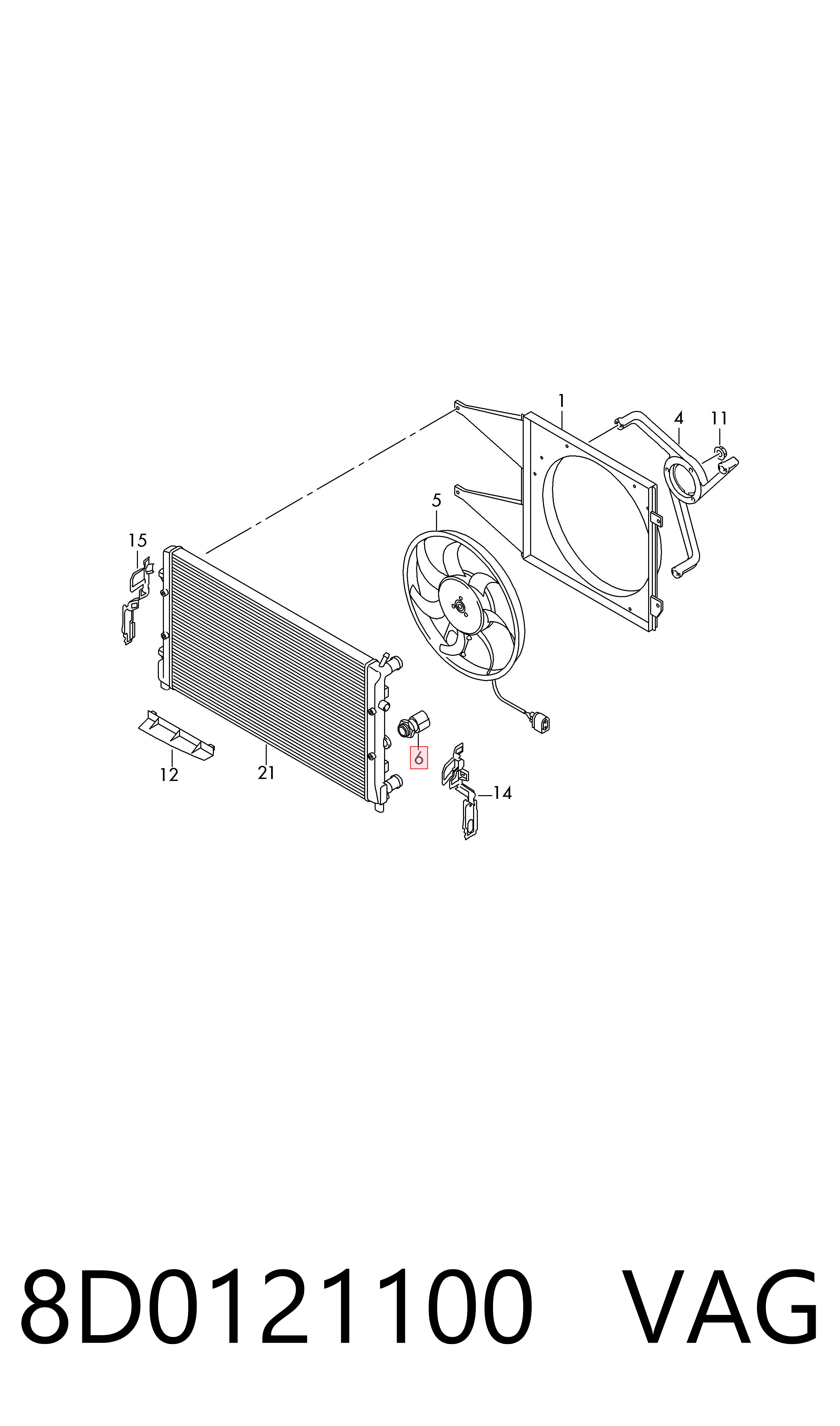 8D0121100 VAG Radiador de esfriamento de motor