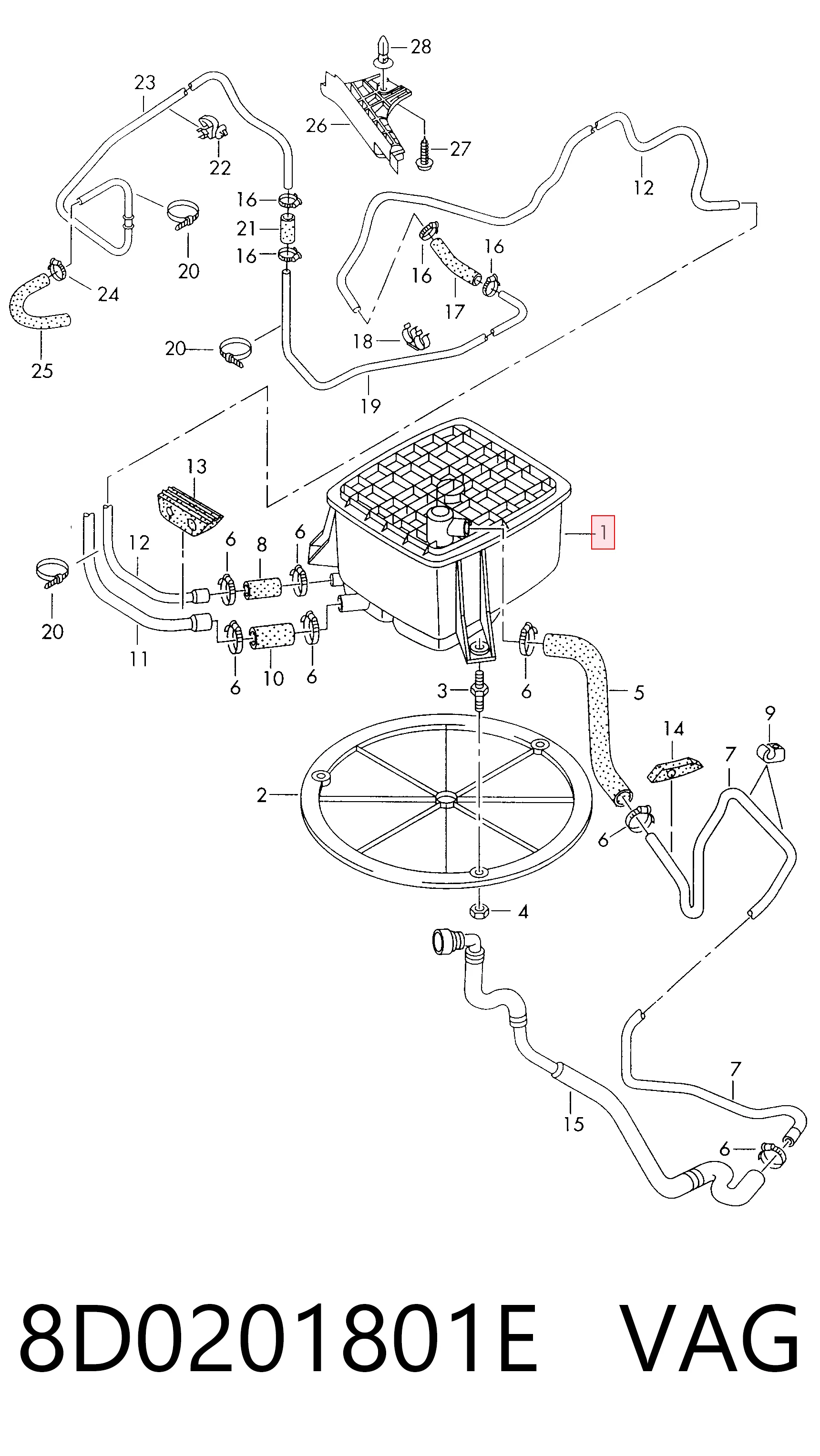 Adsorvedor dos vapores de combustível para Volkswagen Passat B5 3B3