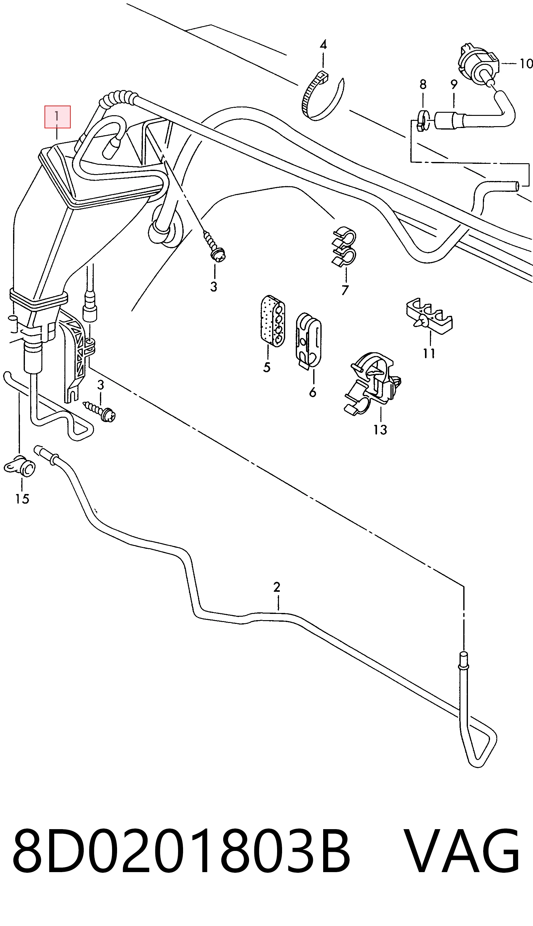 Adsorvedor dos vapores de combustível para Audi A4 B5 8D2