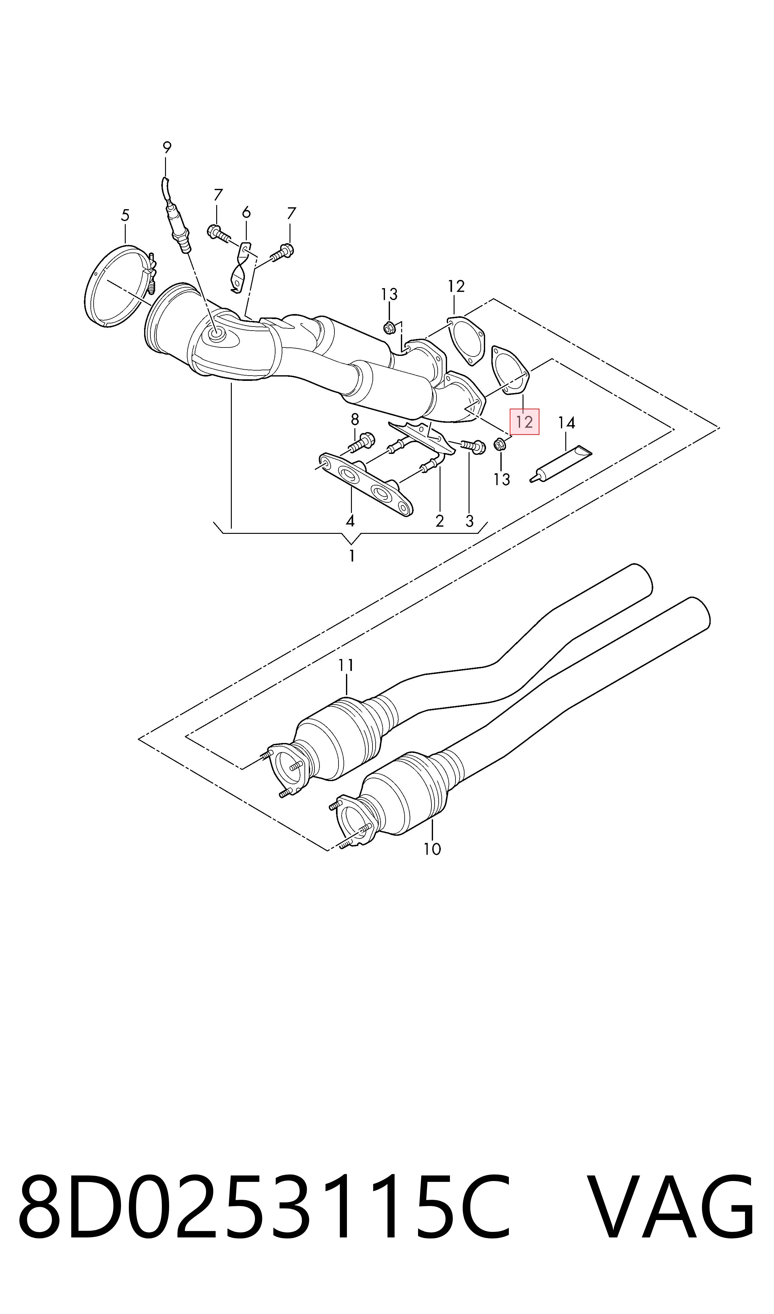 Compre 8D0253115C VAG Vedante de tubo de admissão do silenciador