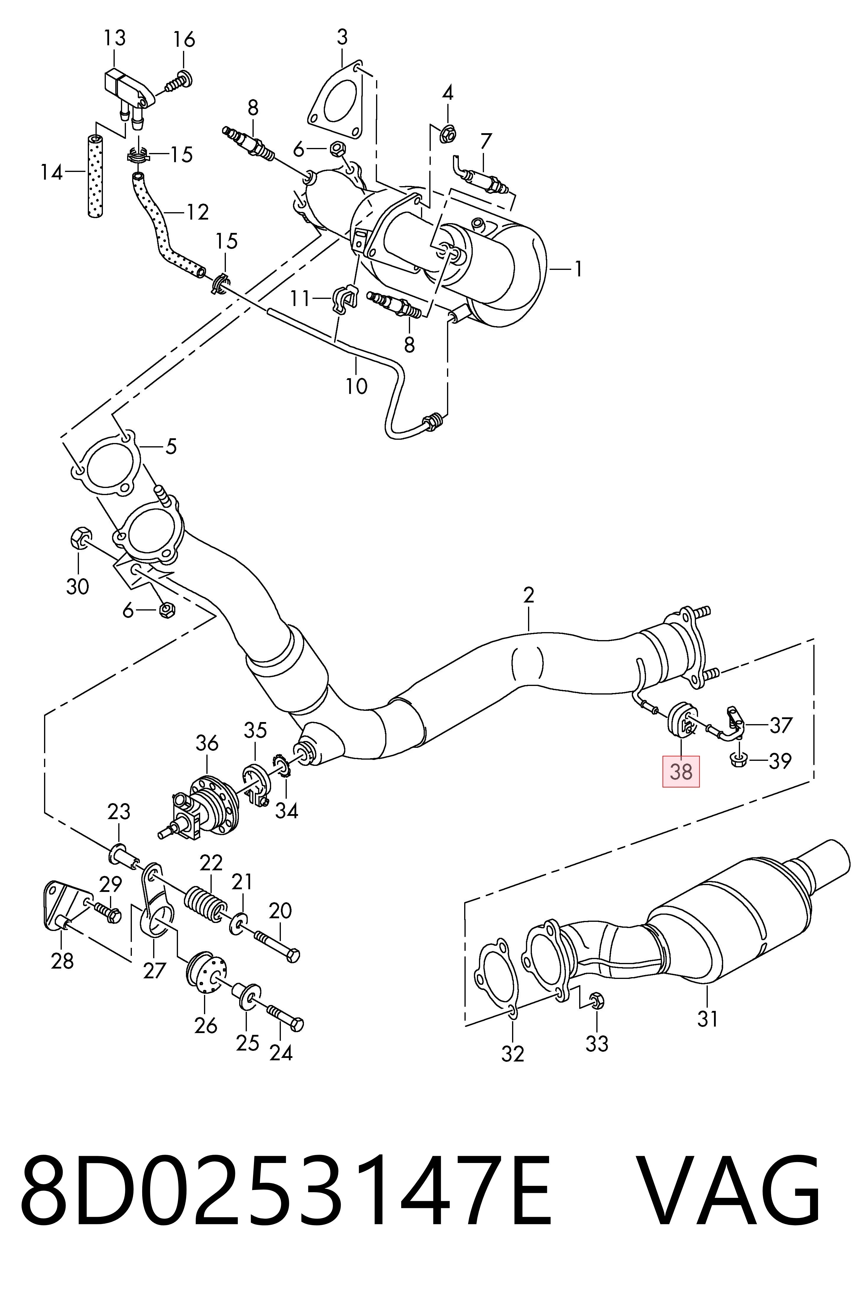 8D0253147E VAG Coxim de fixação do silenciador