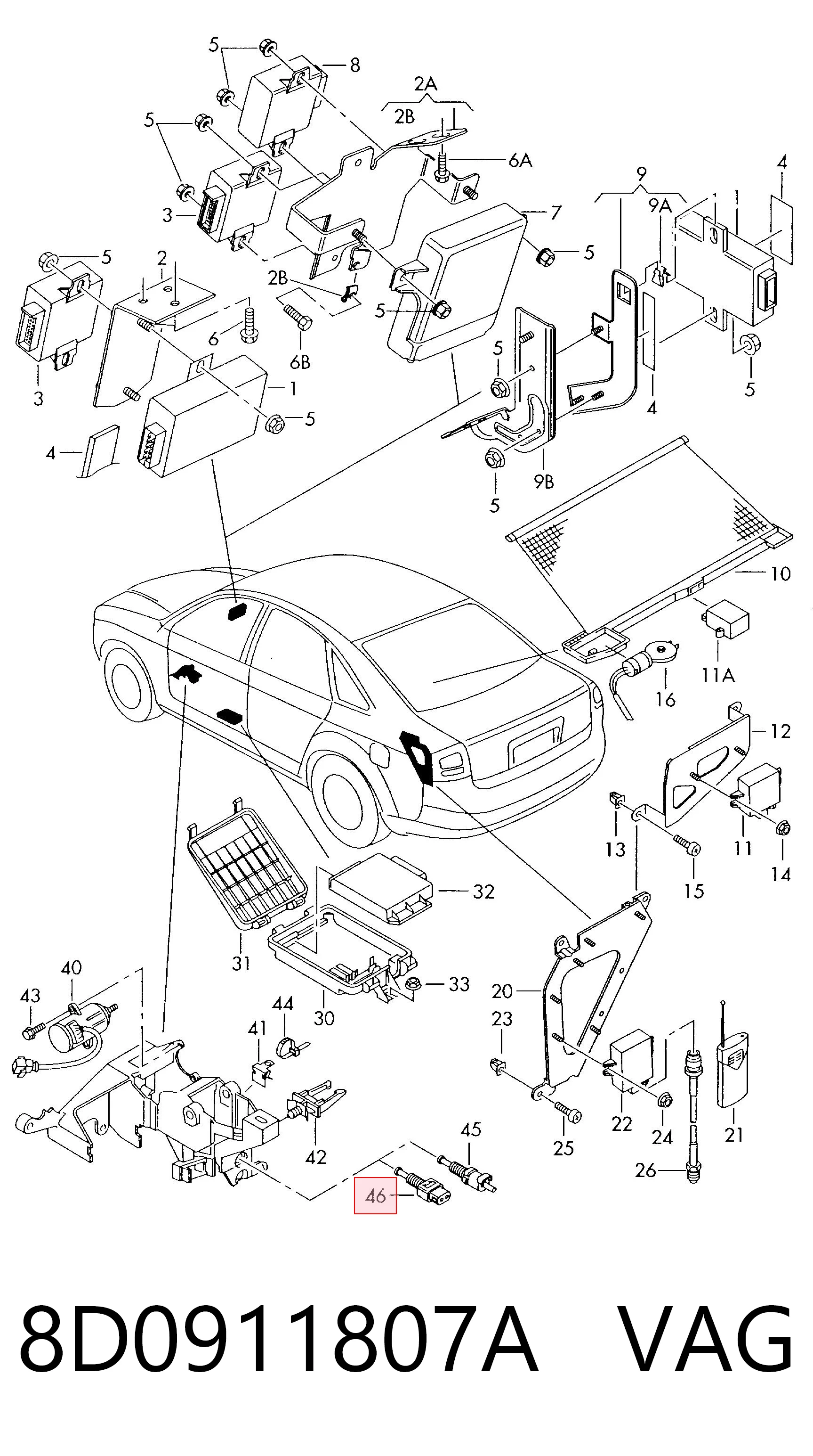 8D0911807A VAG Sensor de posição de pedal de embraiagem