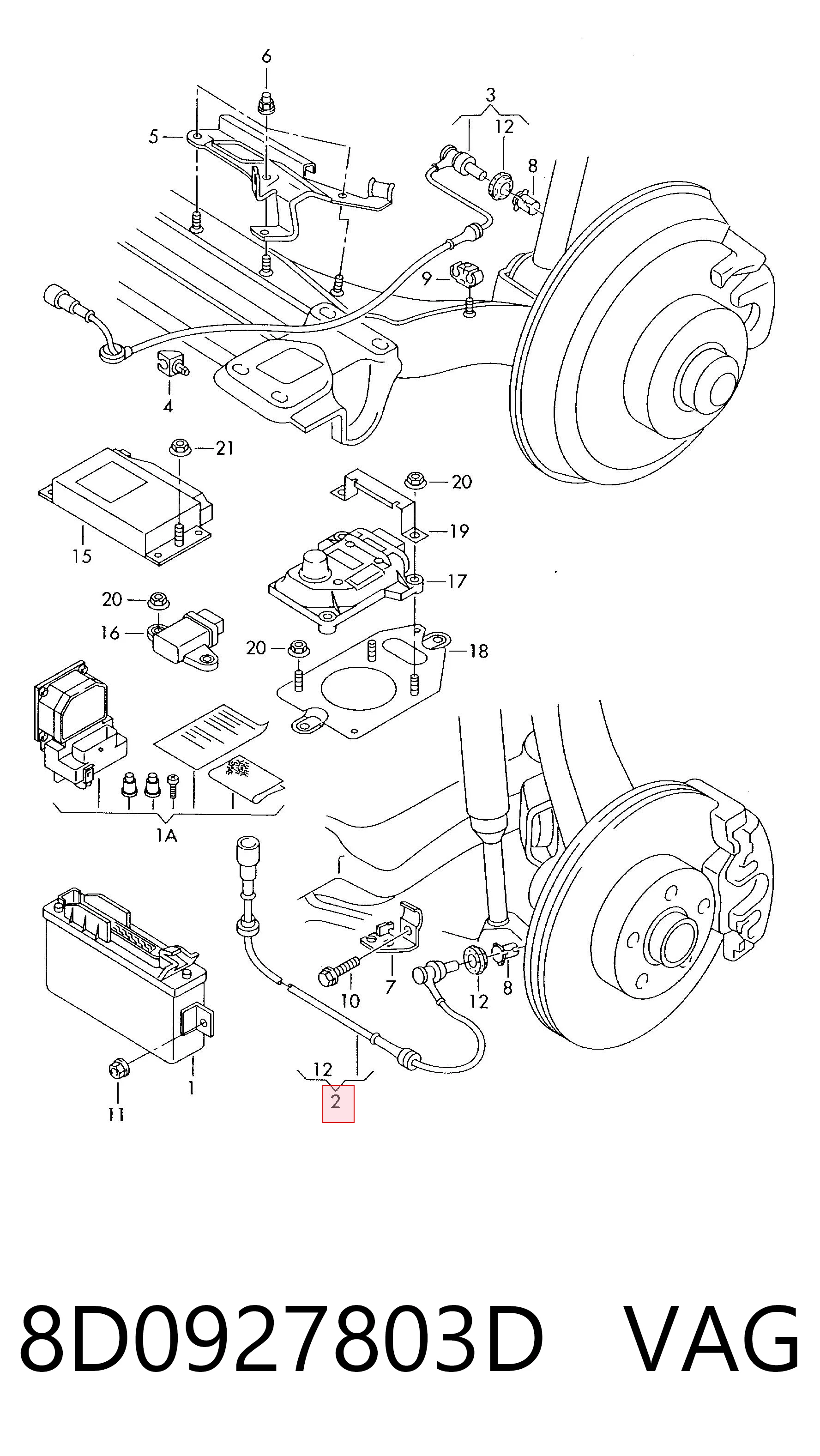 8D0927803D VAG Sensor dianteiro de ABS