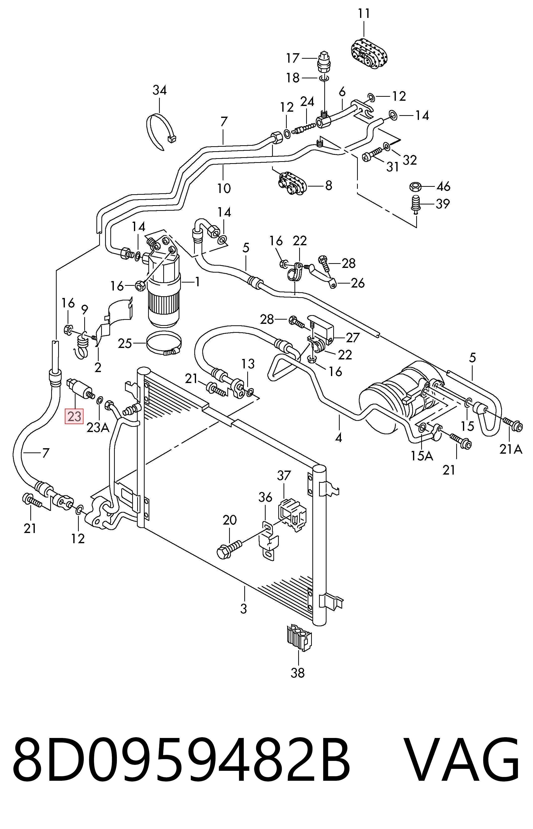 8D0959482B VAG Sensor de pressão absoluta de aparelho de ar condicionado