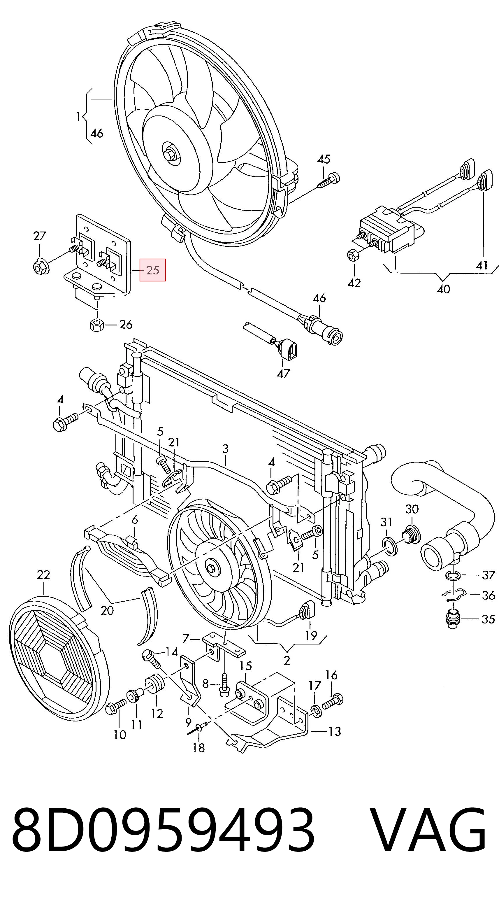 8D0959493 VAG Resistor de motorzinho de ventilador de aparelho de ar condicionado