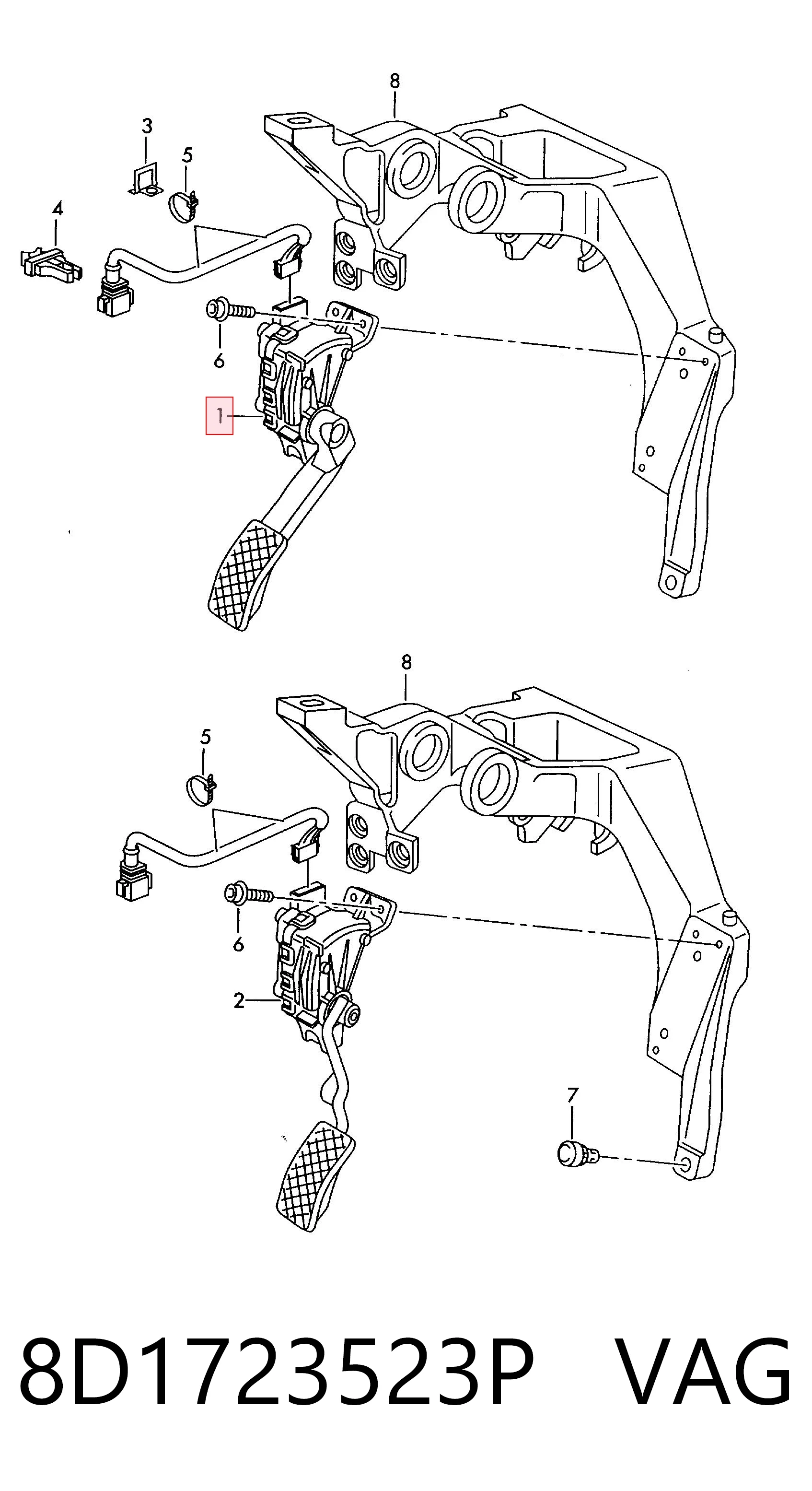 8D1723523P VAG Pedal de gás (de acelerador)