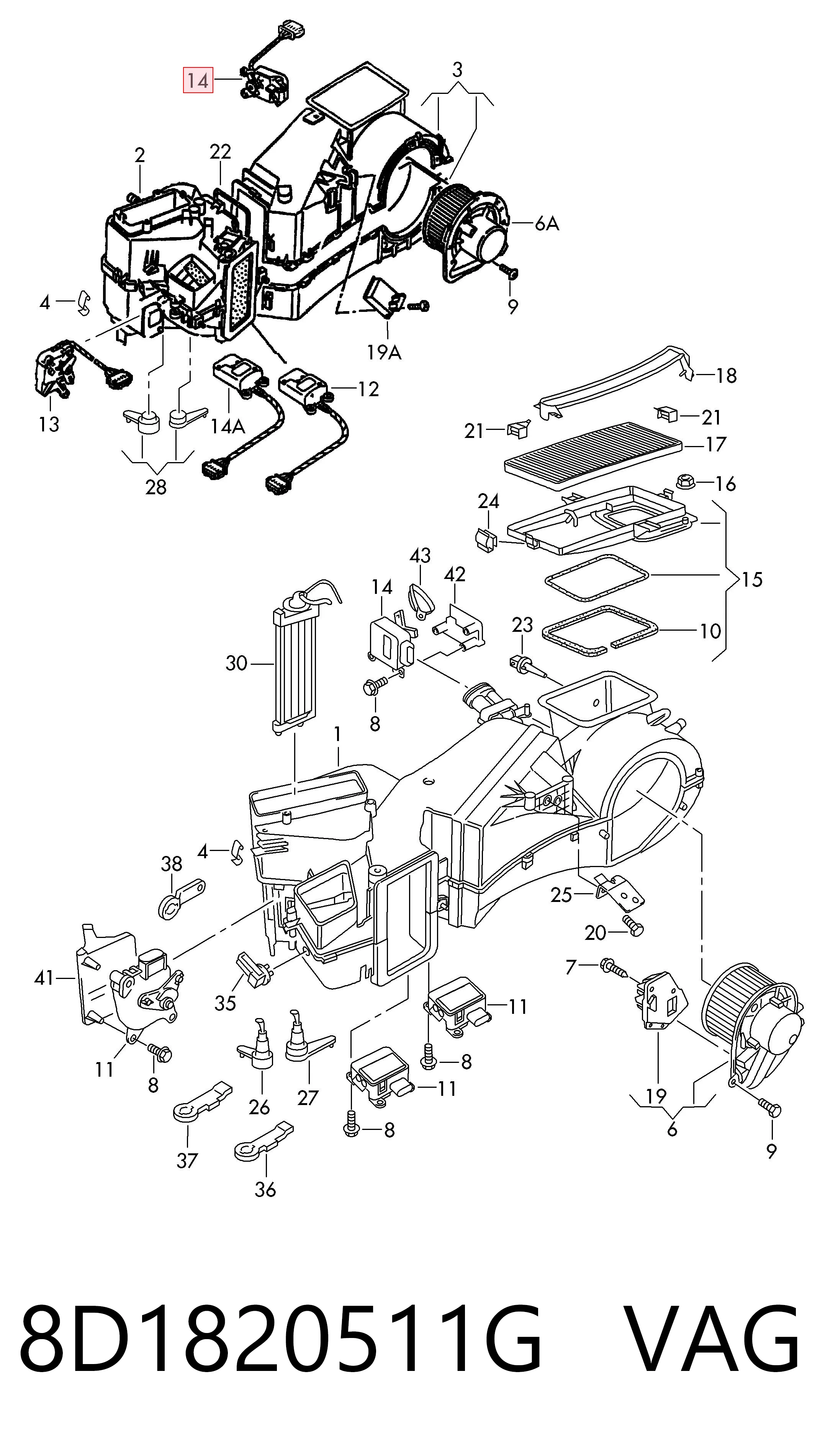 8D1820511G VAG Motor de comporta de recirculação de ar