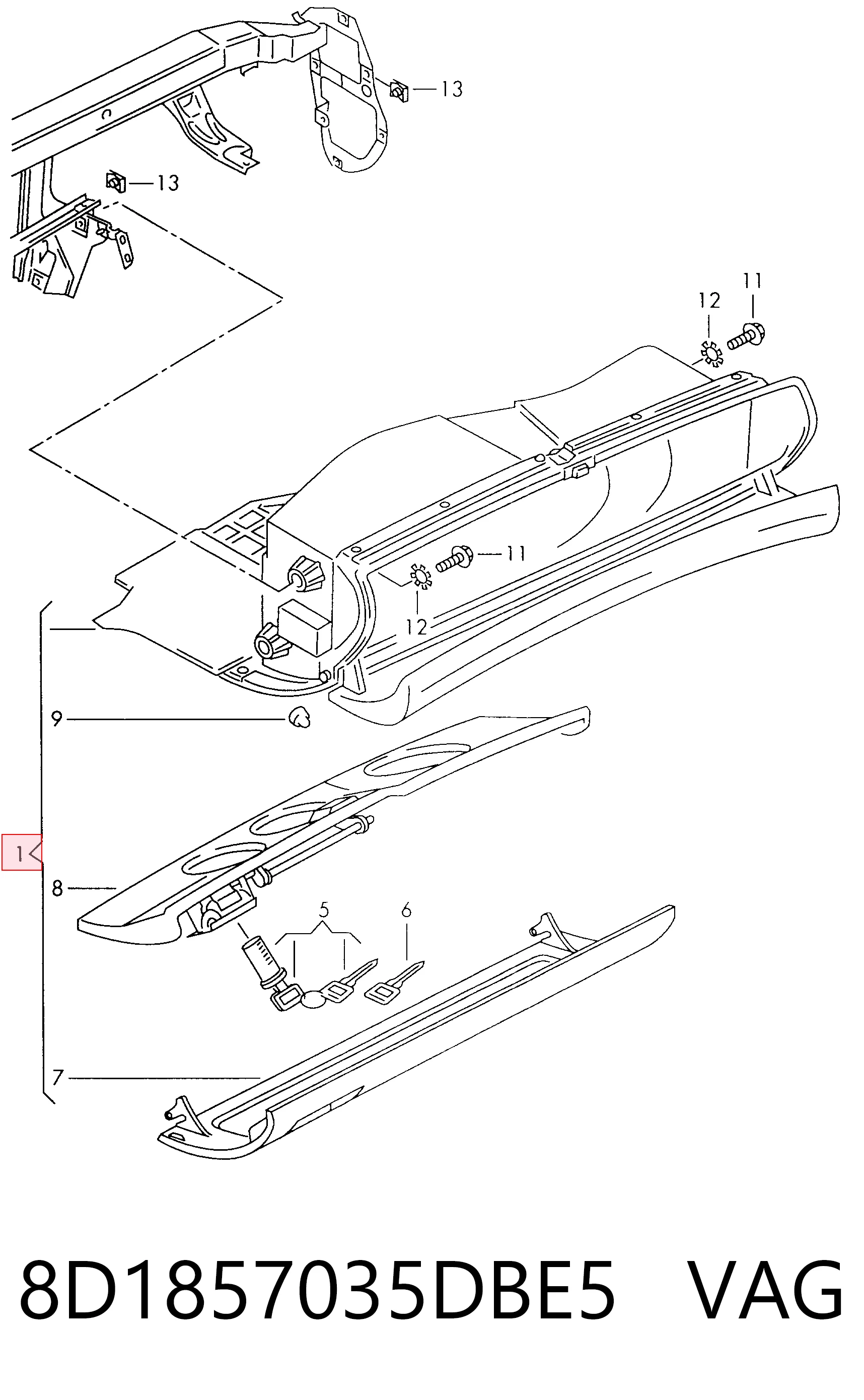 Caixa para porta-luvas (porta-luvas) Audi A4 8D2 ao melhor preço