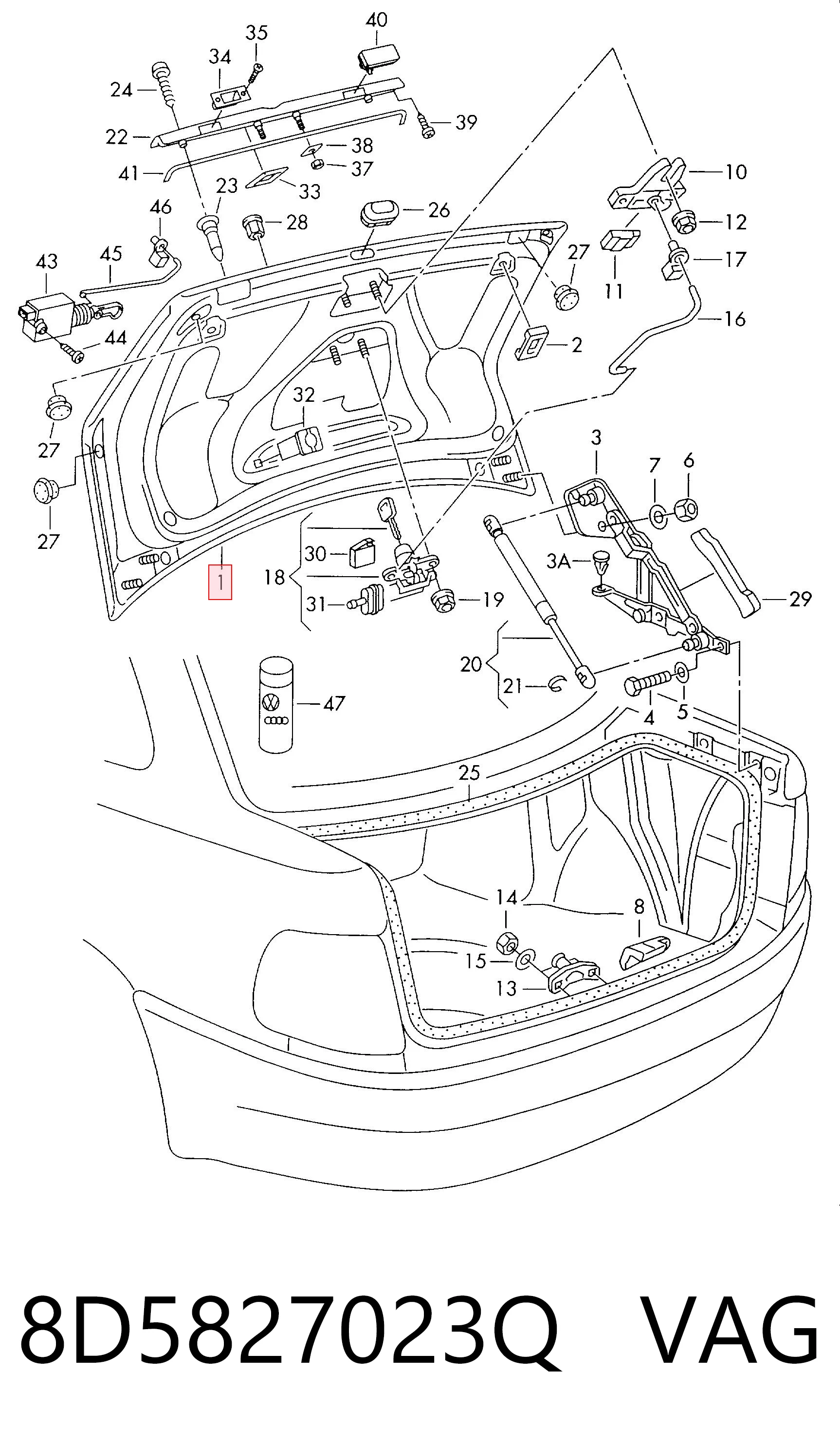 Tampa de porta-malas Audi A4  8D2 ao melhor preço