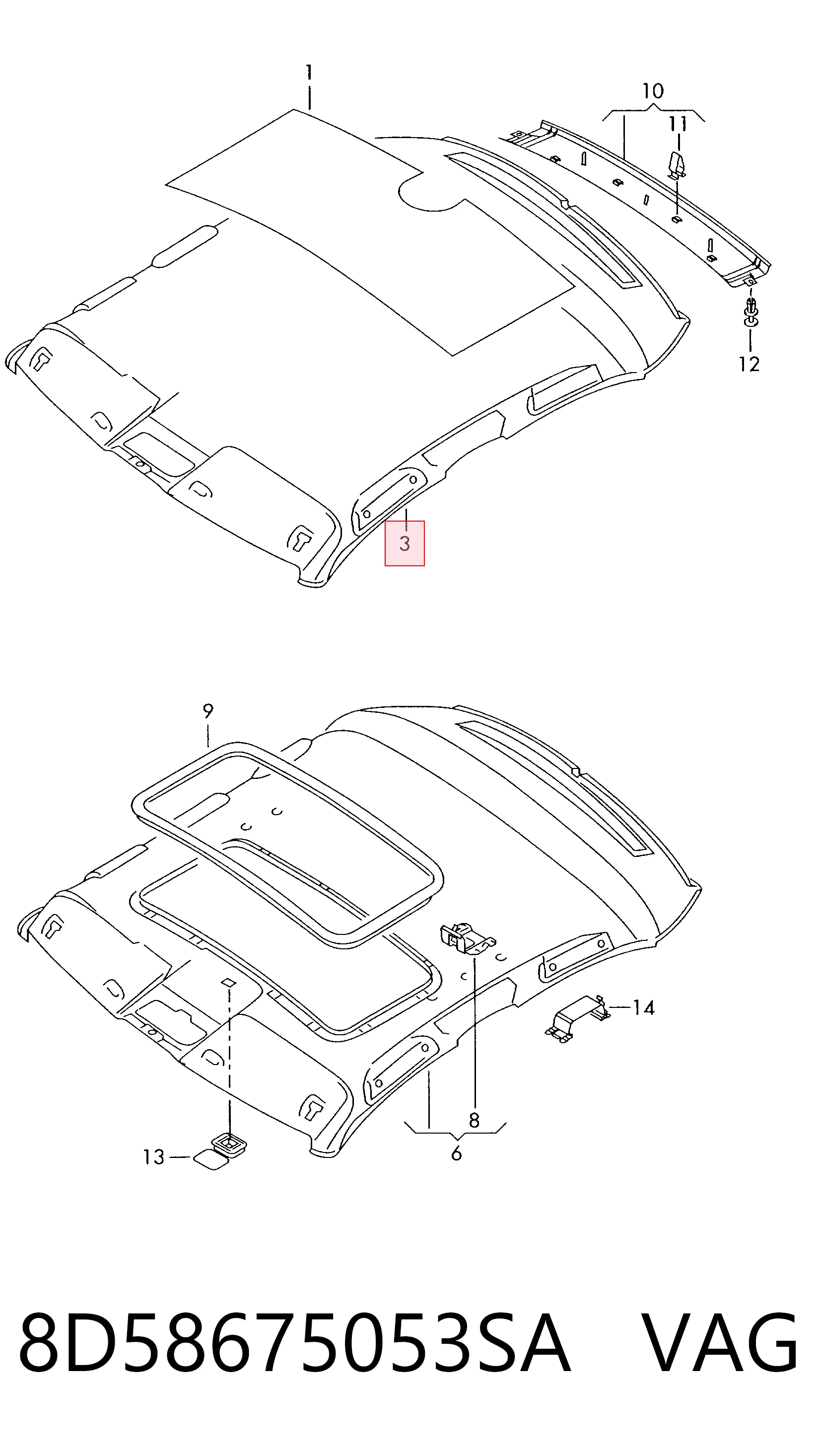 Revestimento do teto Audi A4 8D2 ao melhor preço