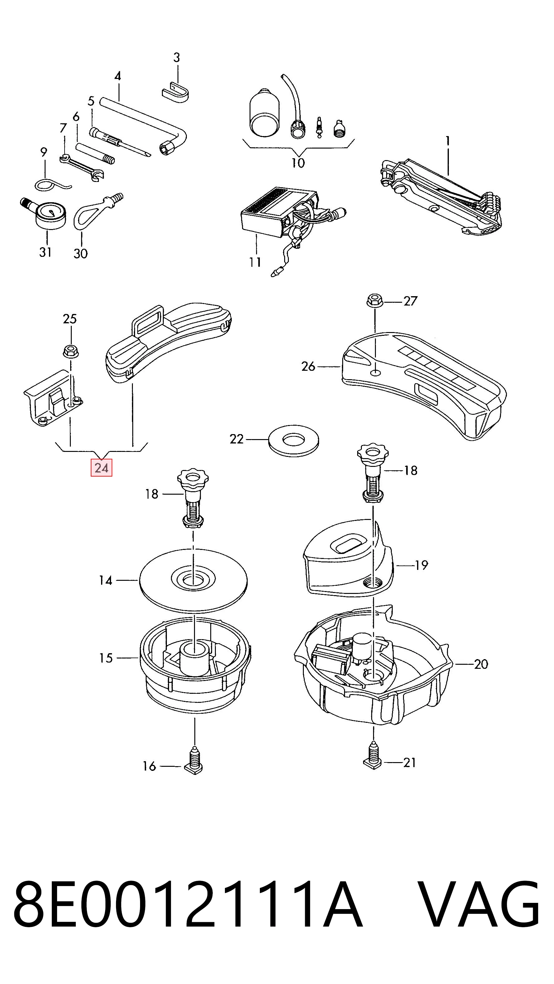 8E0012111A VAG Caixa de ferramentas