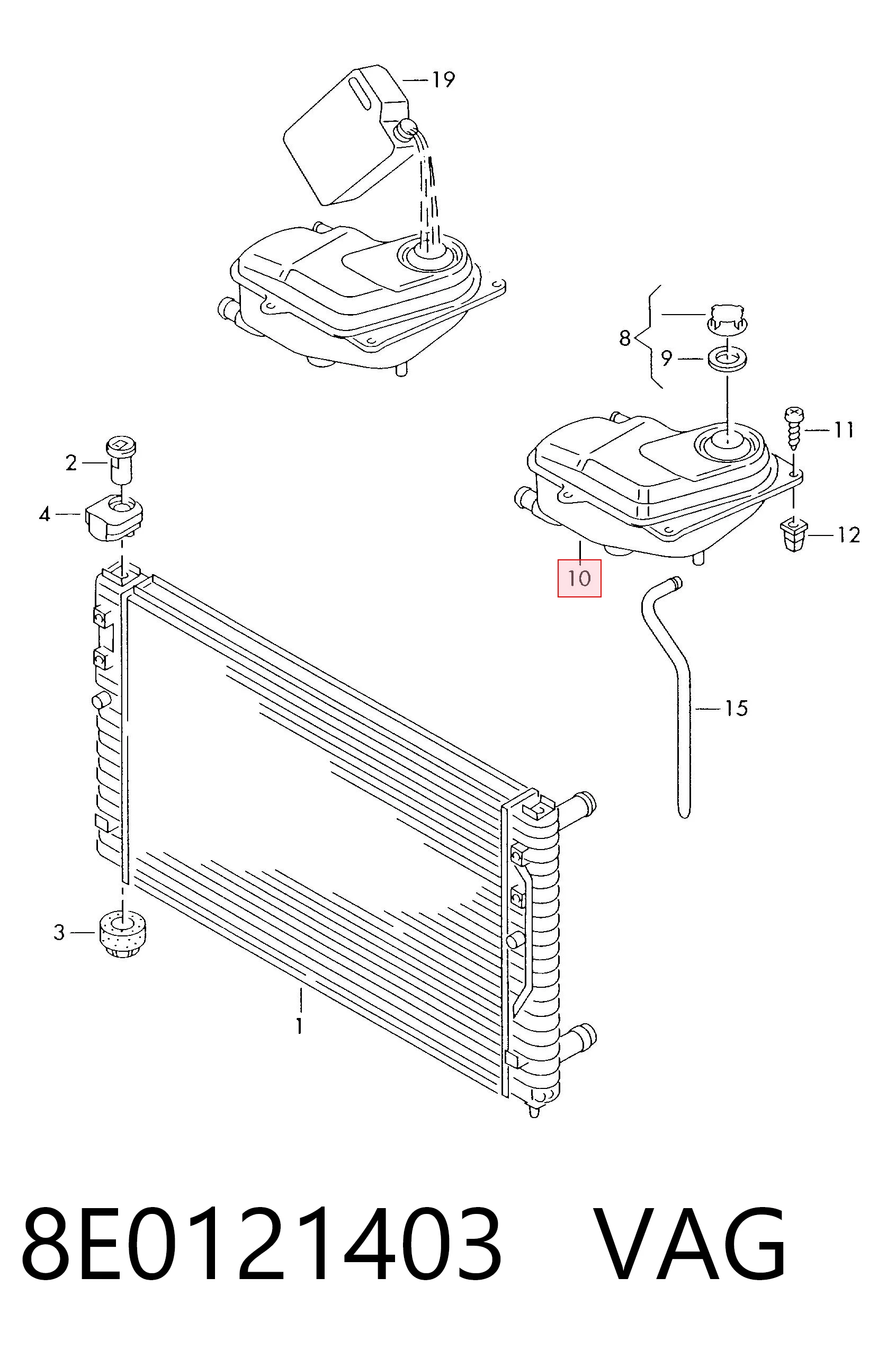 Compre 8E0121403 VAG Tanque de expansão do sistema de esfriamento