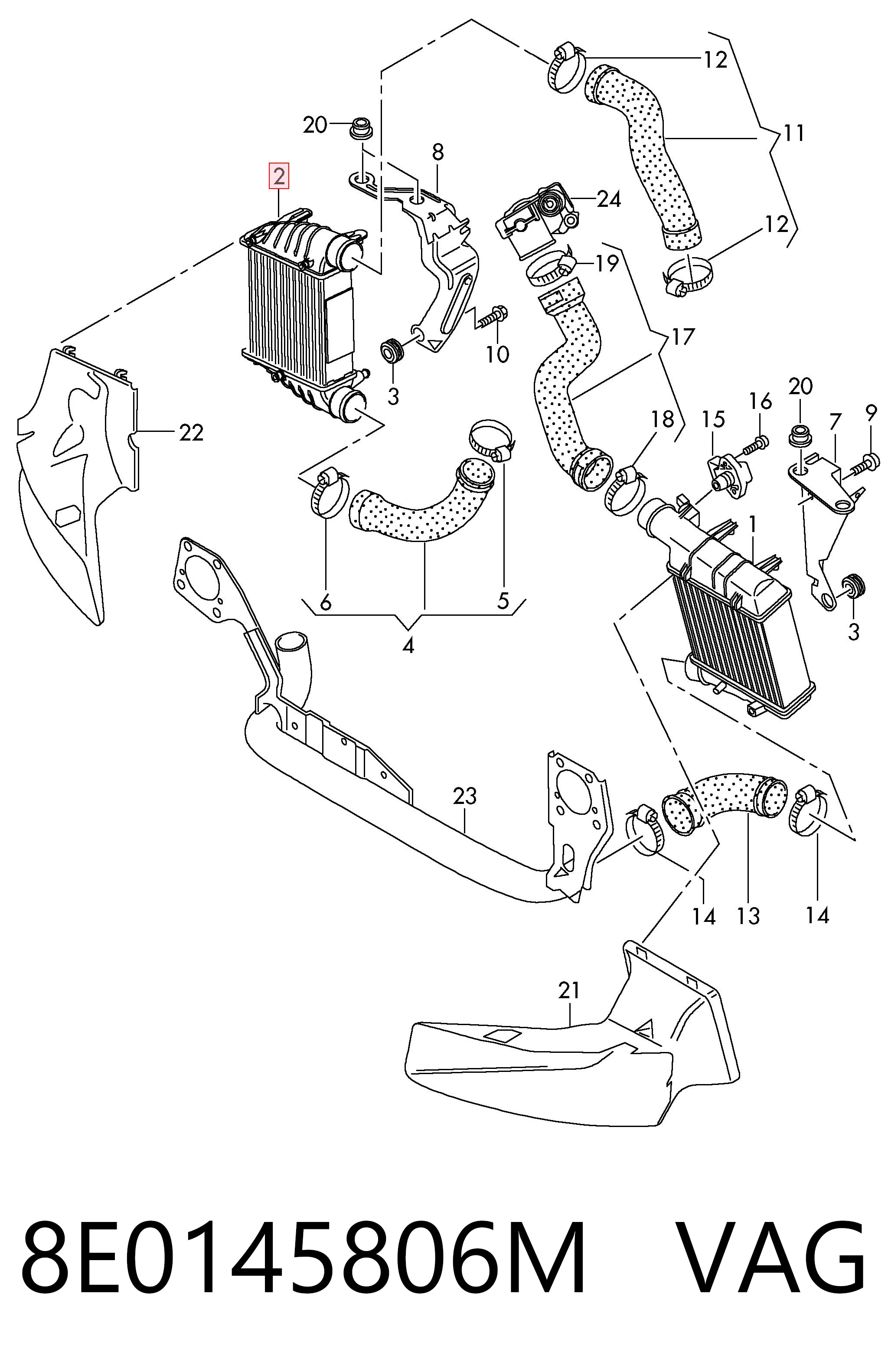 8E0145806M VAG Radiador de intercooler