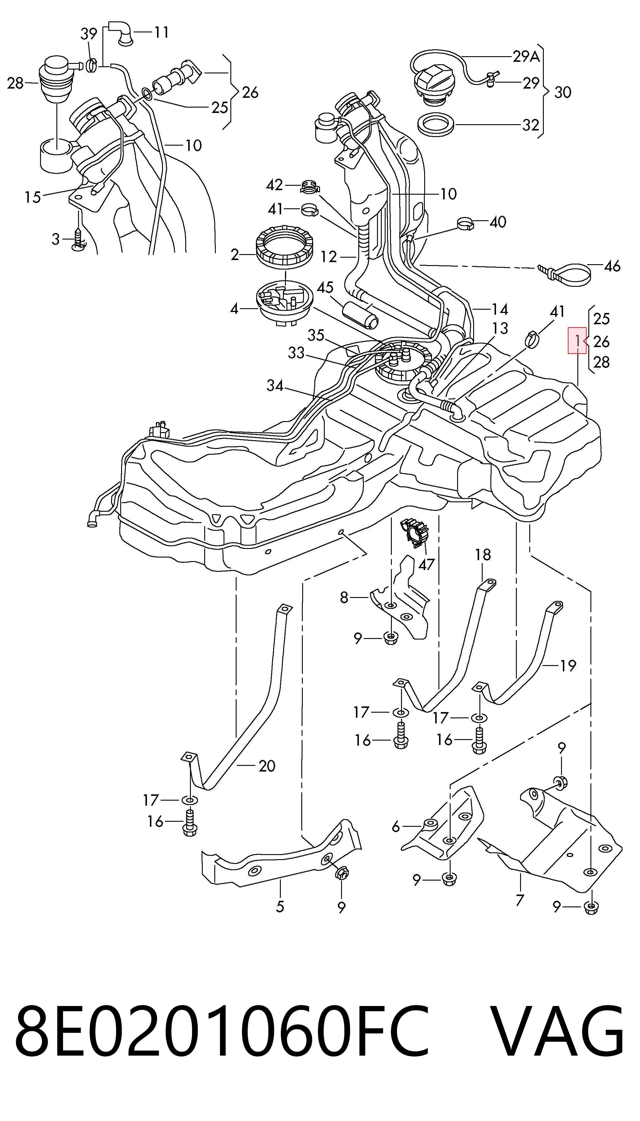 Tanque de combustível Audi A4 B6 8E2