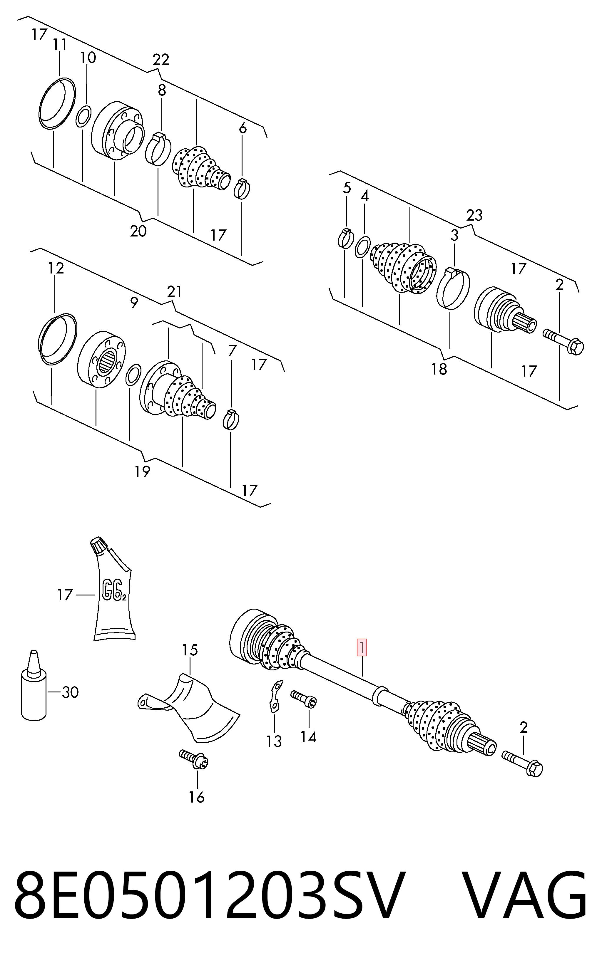 Semieixo traseiro Audi A4 B6 8E2