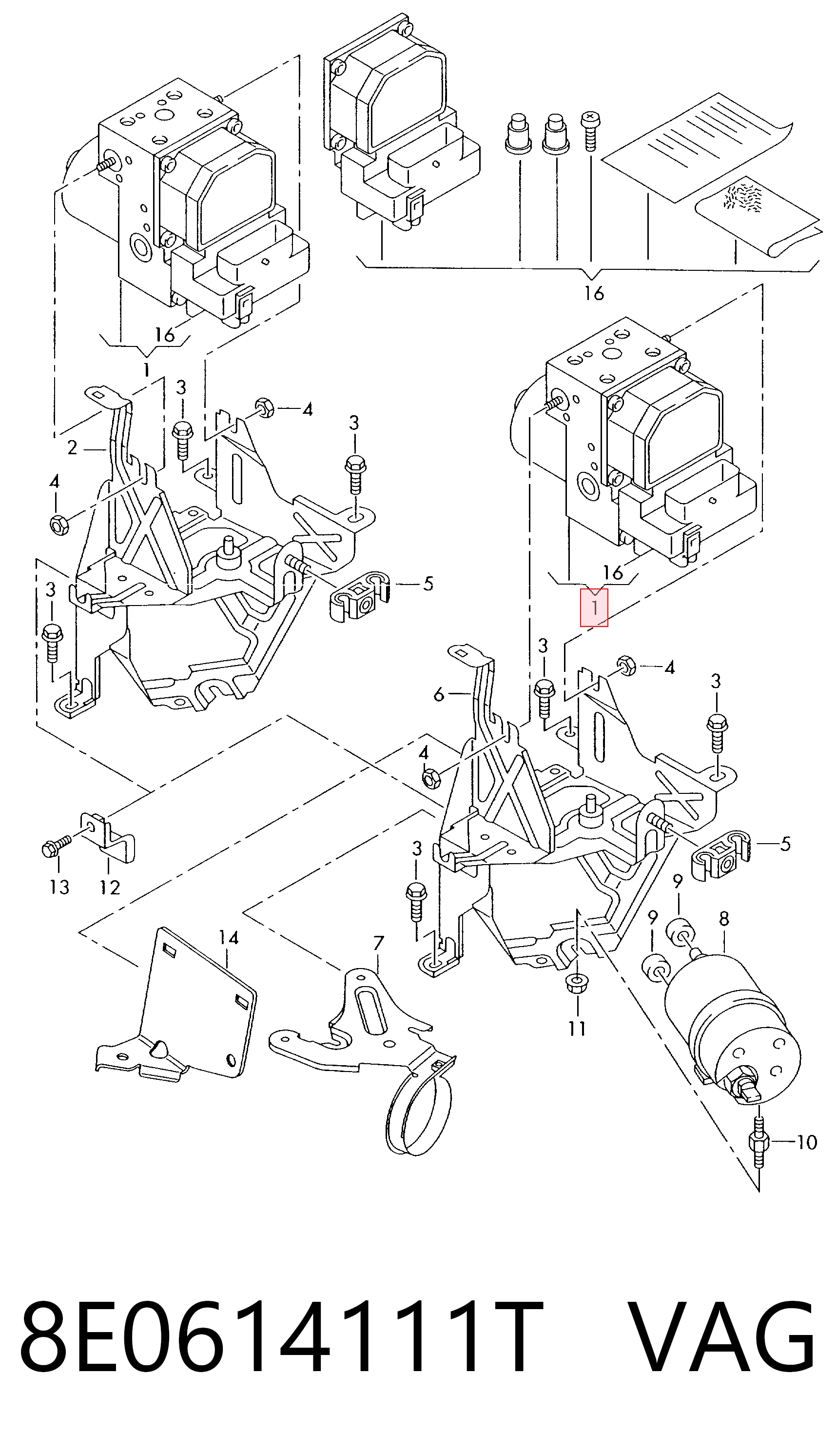 Unidade hidráulico de controlo ABS para Audi A4 B6 8E2
