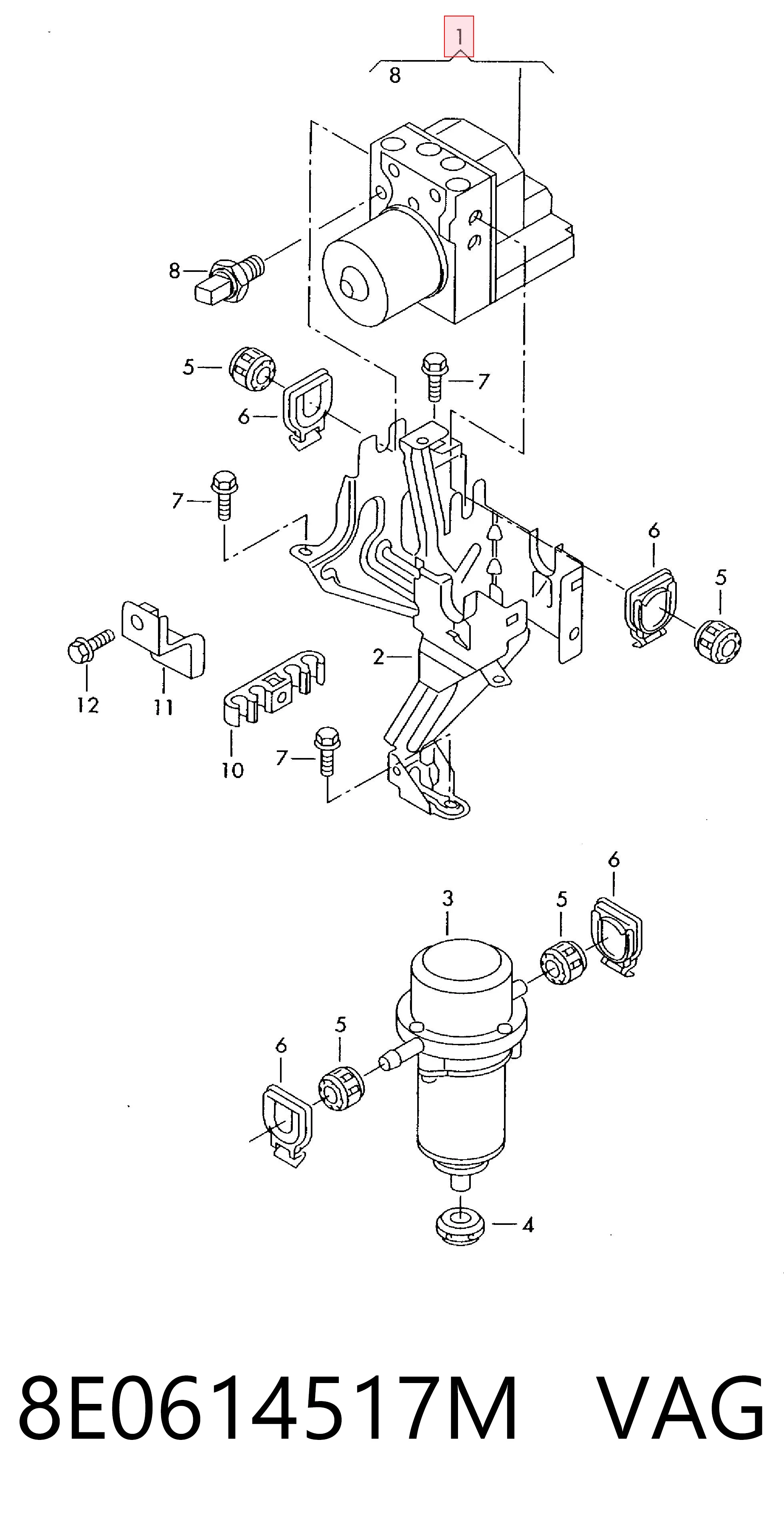 Unidade hidráulico de controlo ABS para Audi A4 B6 8H7